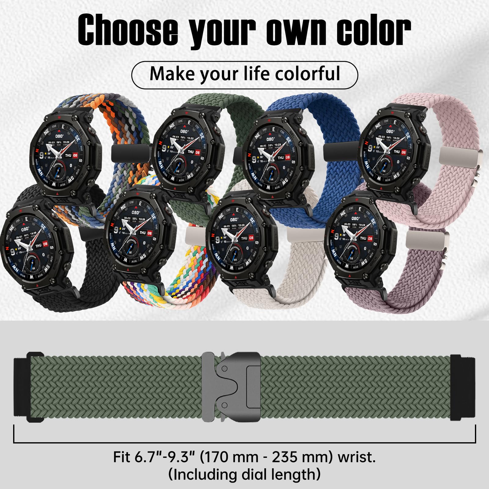Chofit Compatible Con Amazfit Bip 5/Cheetah/GTR 4/GTR 3 Pro/GTR 3 Correa Deportiva De Silicona De 0.866 Pulgadas (0.866 In), Hebilla Magnética, Bandas De Repuesto De Liberación Rápida Para Amazfit Bip