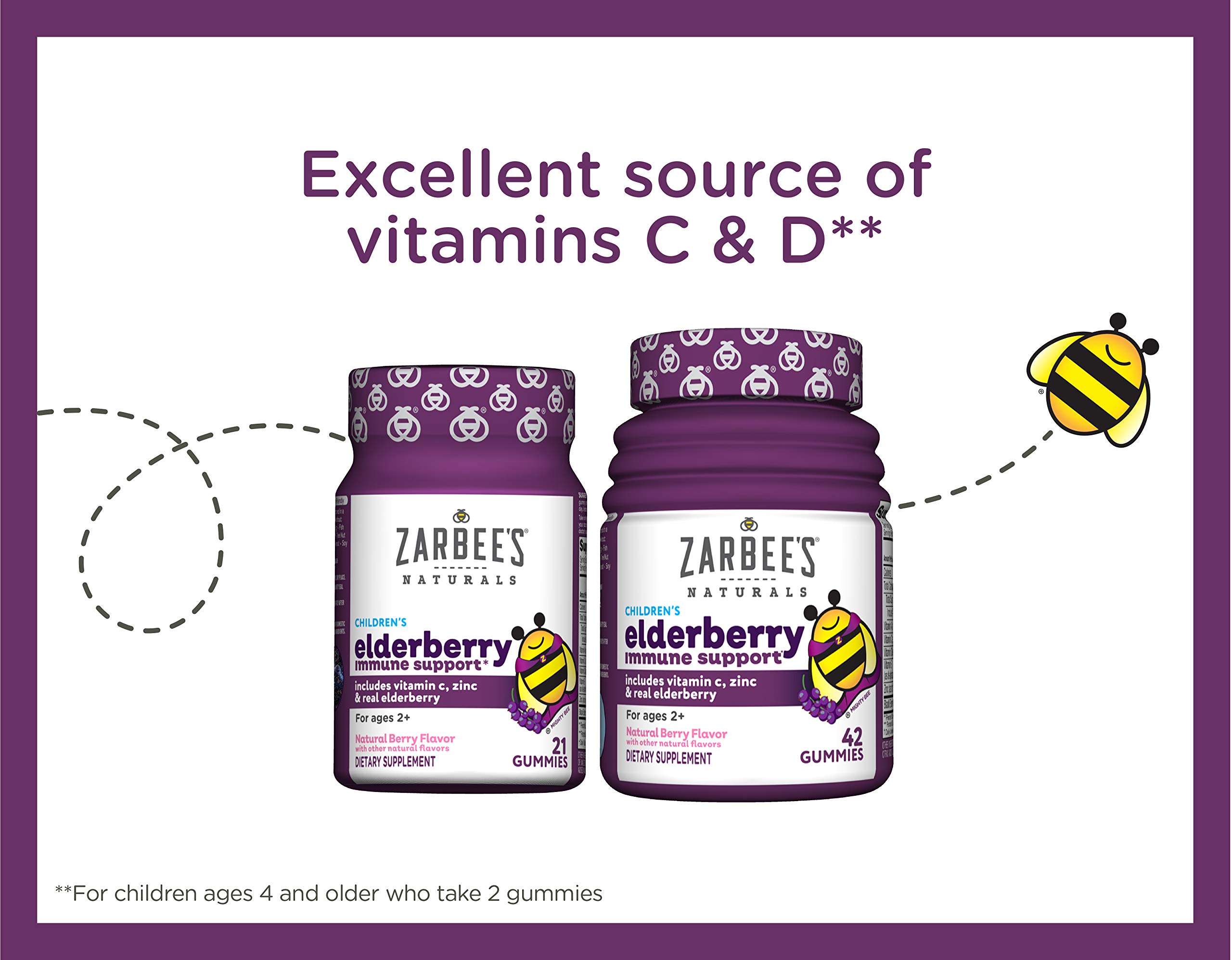 Buy Zarbee's Elderberry Gummies For Kids With Vitamin C, Zinc