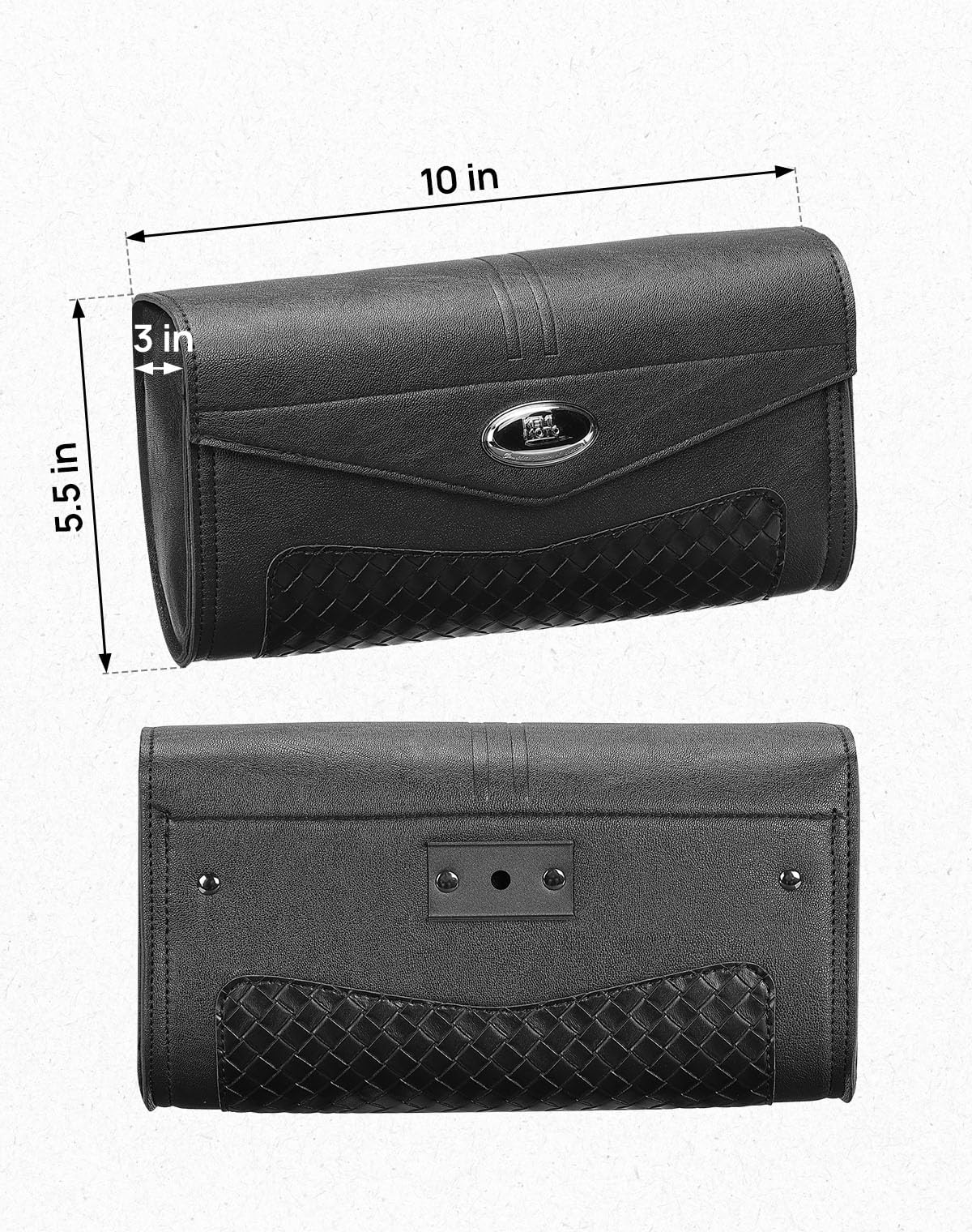 KEMIMOTO Sac à outils en cuir clouté pour pare-brise de moto compatible avec Touring Road King Softail 1995-2024