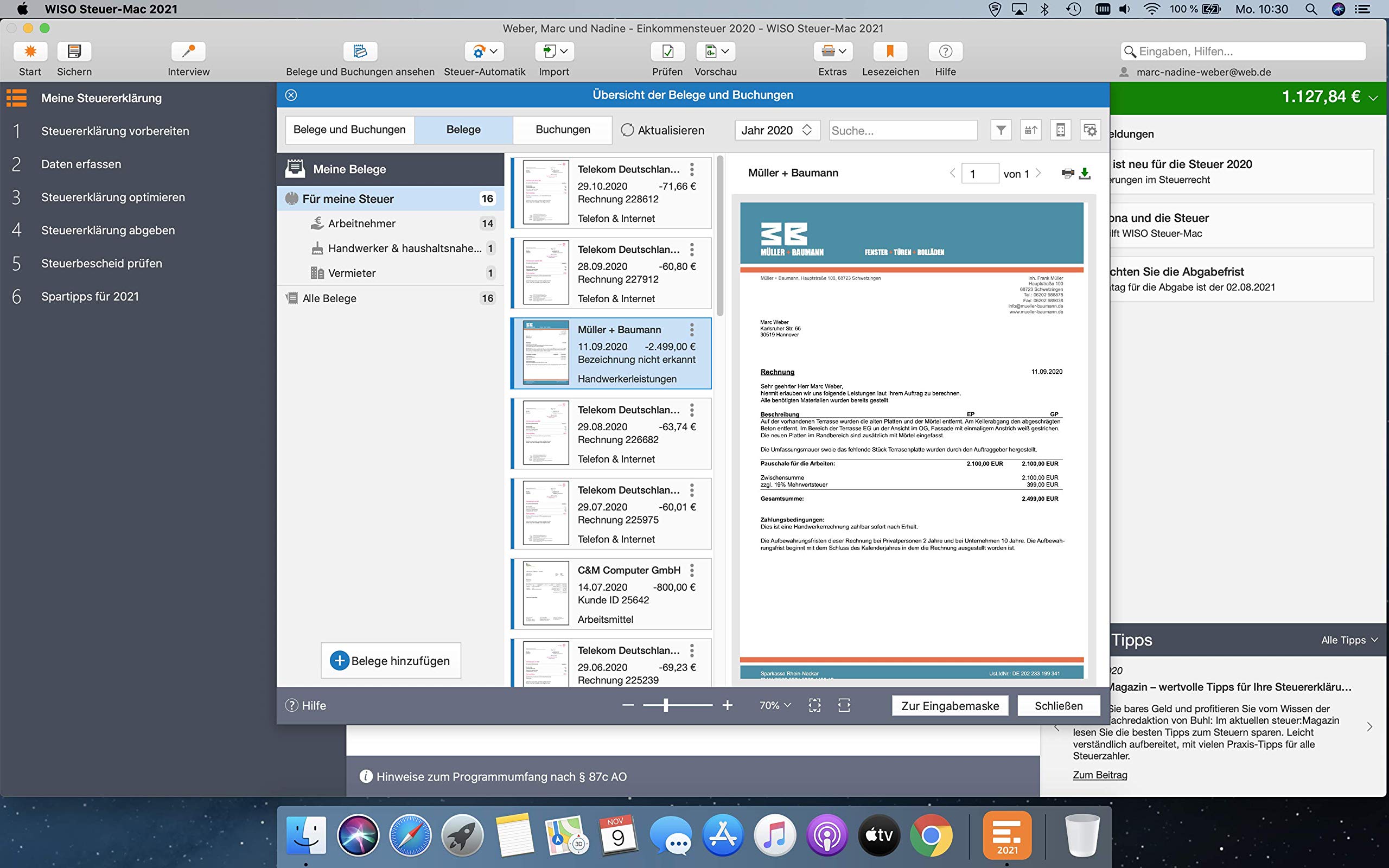 WISO Steuer-Mac 2021 (für Steuerjahr 2020 | Mac | Digitaler Download