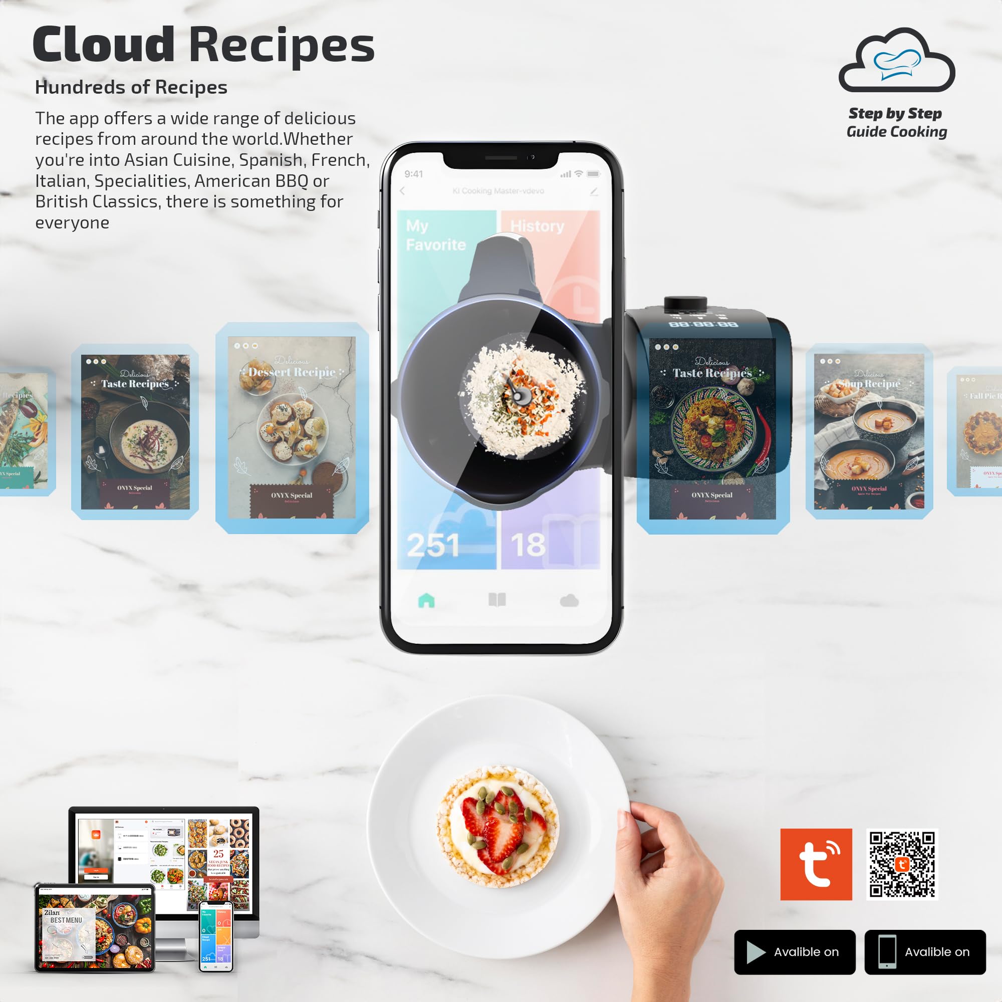 Zilan ONYX Thermorobot,Robot de Cocina Multifunción con Wi-Fi,30 Funciones, pantalla LED digital, Báscula integradar, 3,3L, 1700W