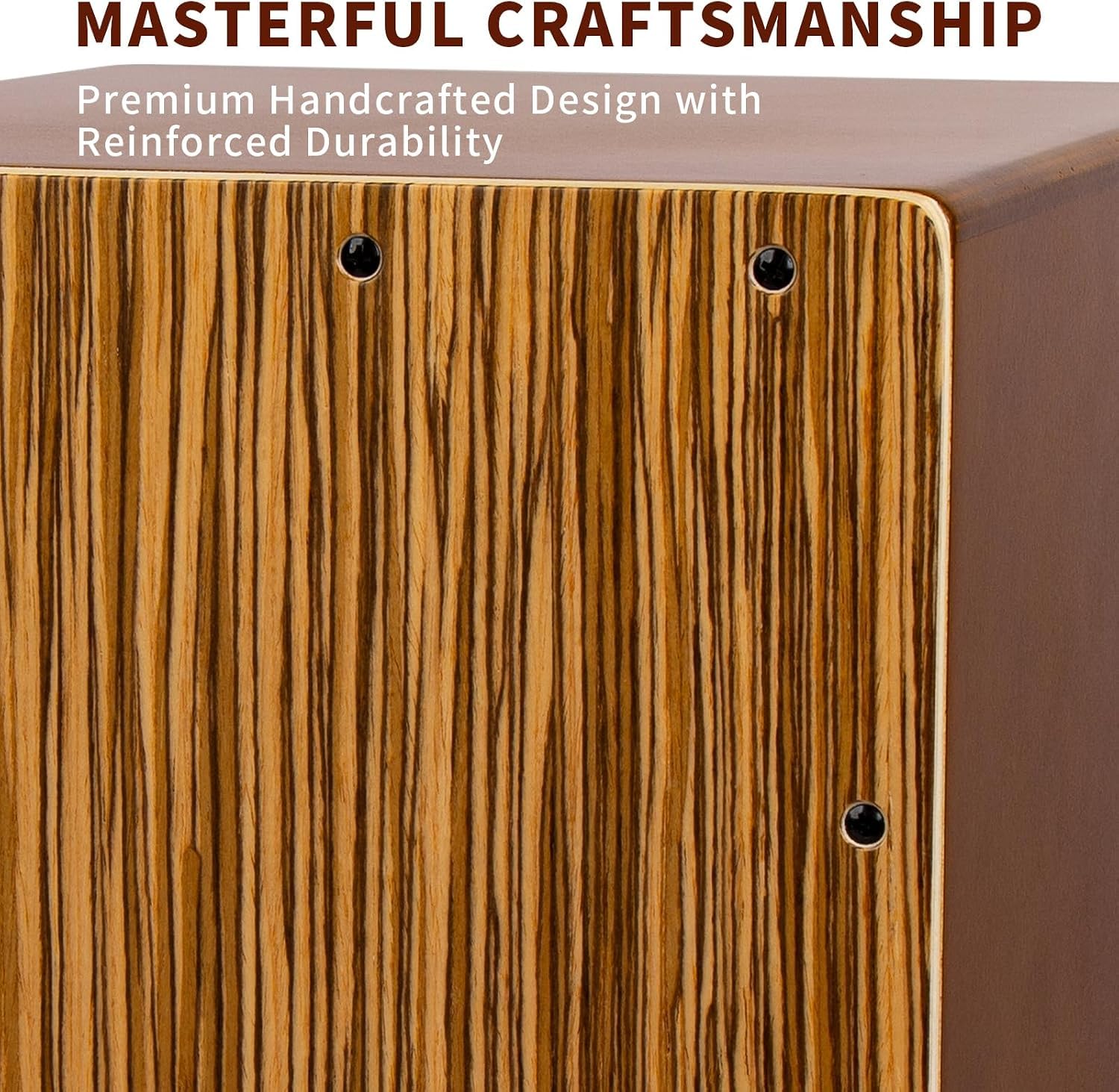 GECKO Cajon Drum Box mit werkzeuglos einstellbaren Gitarrensaiten, Snare- und Basstönen | 32cm kompaktes Schlaginstrument für Anfänger und Profis (CM65Z)