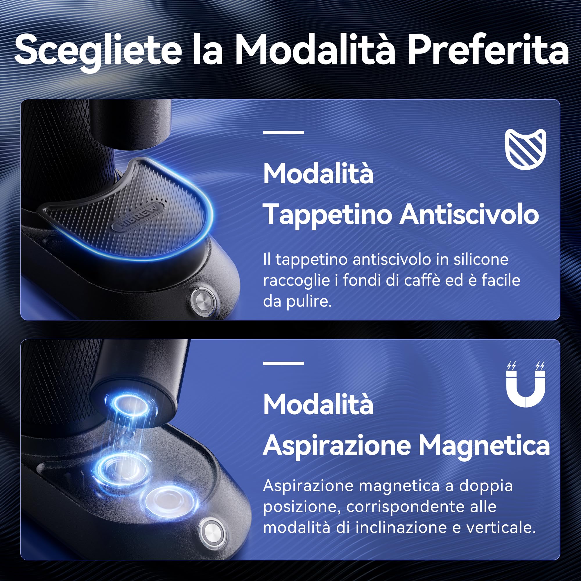 HIBREW Macinacaffè Bava Conica, Espresso Grinder Single Dose con 36 Macinature Regolabile, Capacità di 50g chicchi, Lega di Alluminio, Adatto per Espresso/Pour Over/Bocca/Turco/Goccia