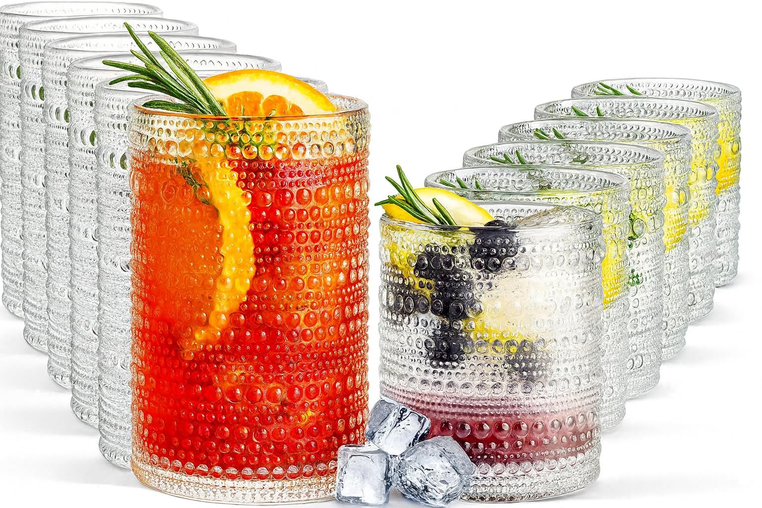 Amazon.com | Khen Vintage Hobnail Drinking Glasses Set of 12, 13oz
