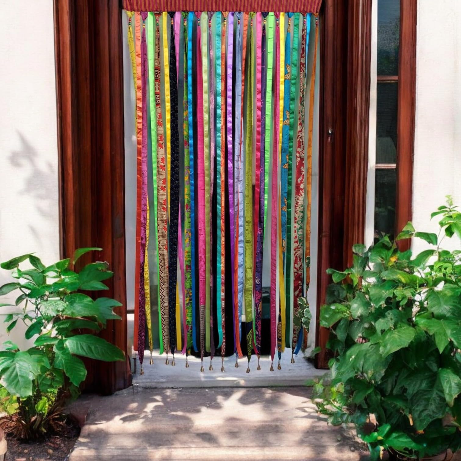 Mango Gifts Mehrfarbiger Bandvorhang mit Stangendurchzug - Raumteiler - Lichtfilterung - Für Wohnzimmer, Schlafzimmer - 216 x 114 cm