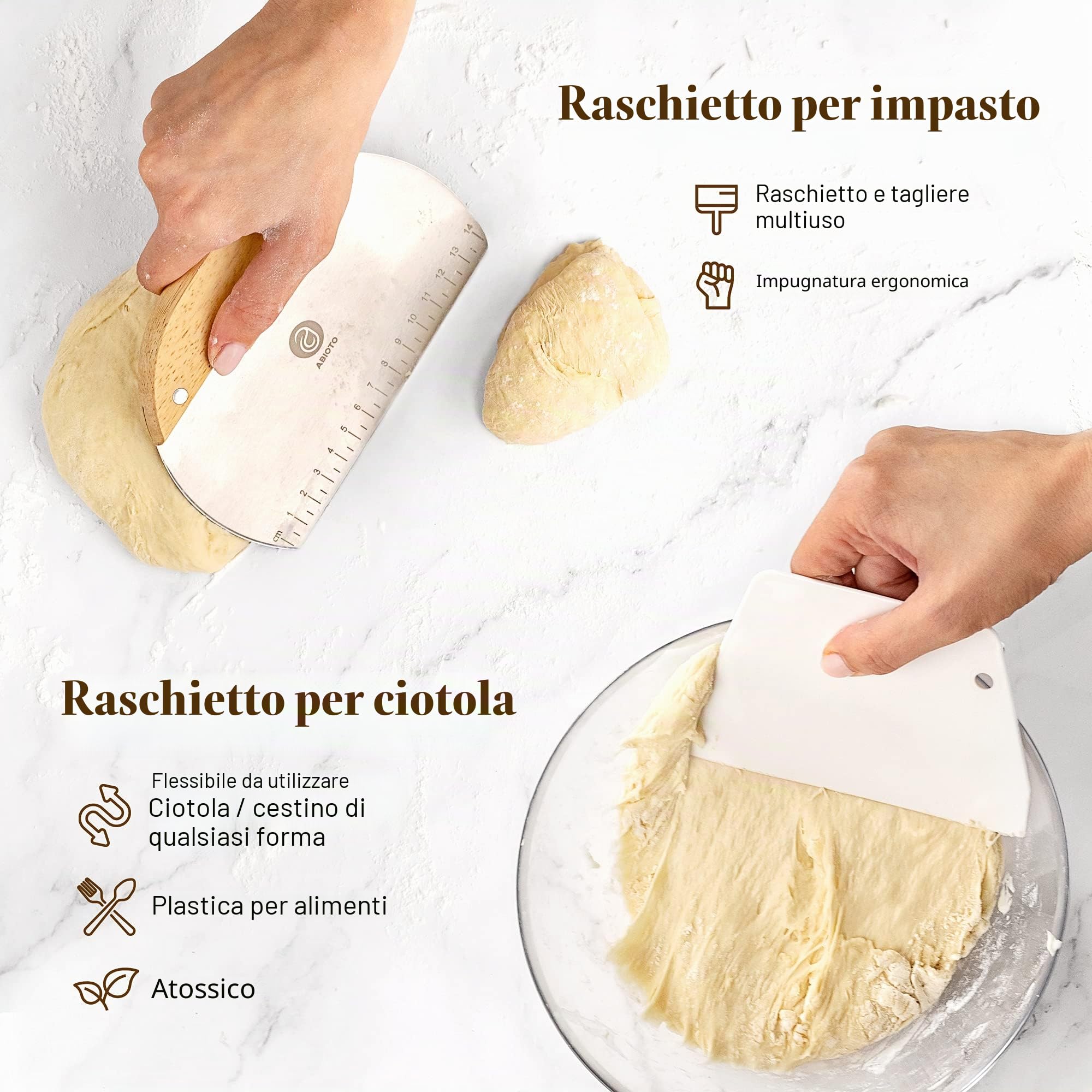 Cestini per la lievitazione del pane Banneton rotondi e ovali da 22,9 cm e accessori per la cottura del a lievitazione naturale, un kit completo di pasta madre con pane zoppa, frusta danese,