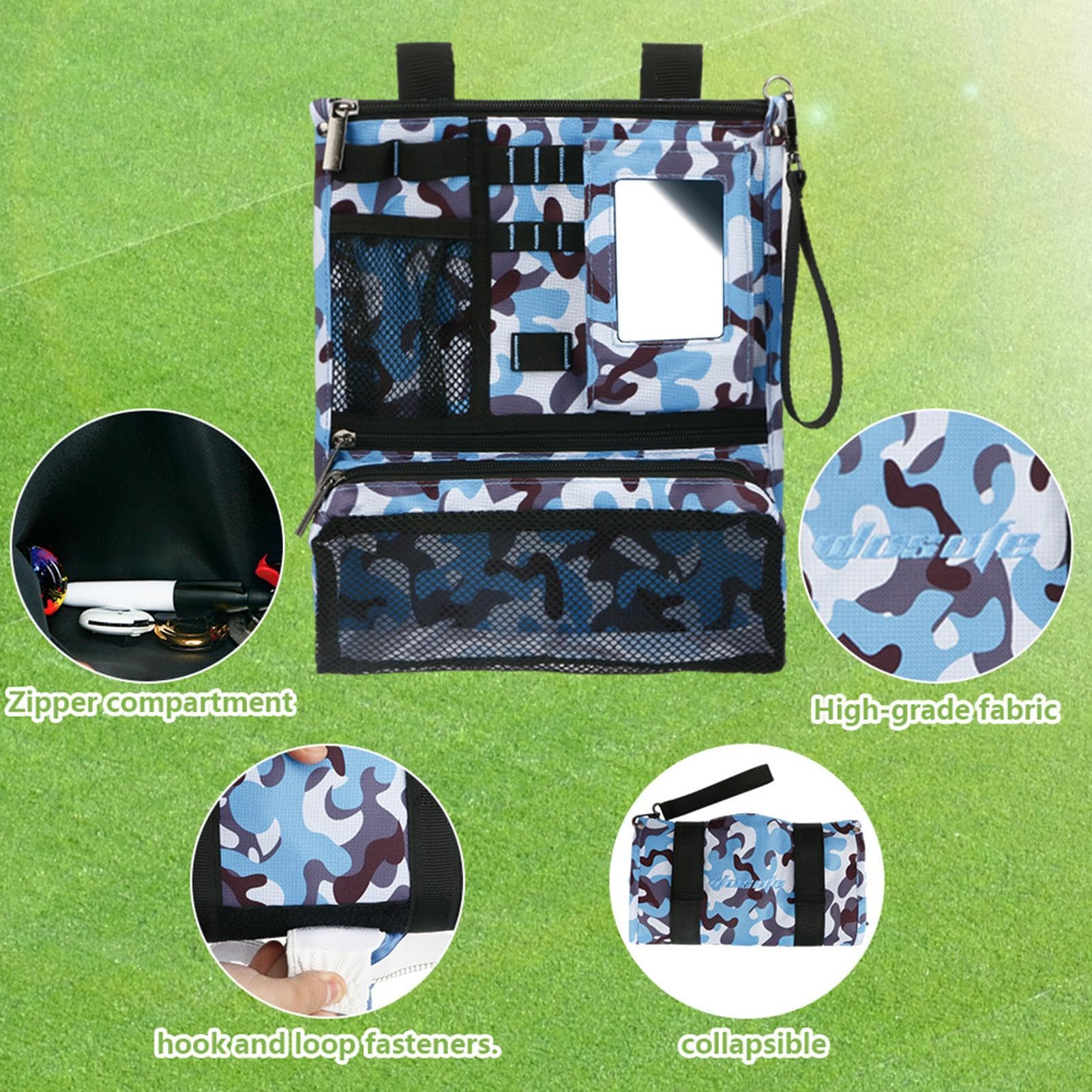 Custodia per borsa per palline da golf, custodia per borsa per da golf - Borsa per oggetti di valore con cerniera | borsa da golf per tee, organizer per sacca da golf, borsa pieghevole con m