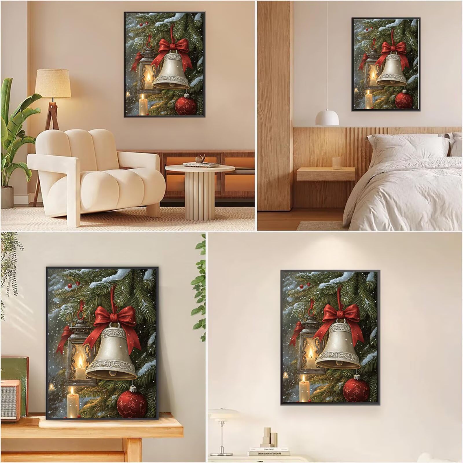 Diamond Painting Erwachsene Weihnachten Diamond Painting Glocke Muster DIY Set Erwachsene Anfänger, Vollbohrer Diamanten Malerei Stickerei Bastelset für Zimmer Wand Deko Schlafzimmer 60x90cm, Model764