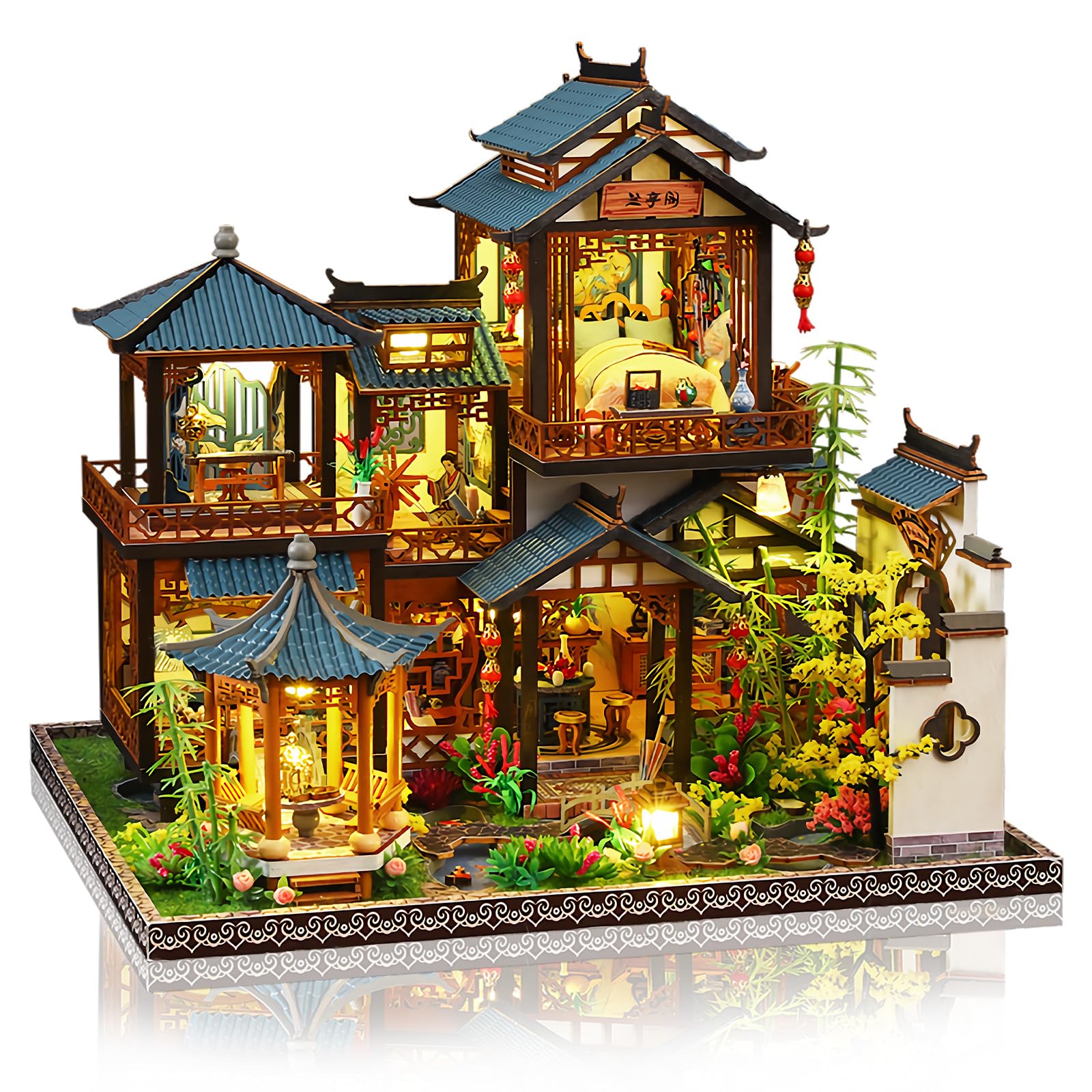 Doe-het-zelf miniatuur poppenhuis voor volwassenen, modelbouw, miniatuur, met beschermhoes en ledlicht, miniatuur poppenhuisset van hout, voor volwassenen, jongeren, doe-het-zelvers Doe-het-zelf miniatuur poppenhuis voor volwassenen, modelbouw, miniatuur, met beschermhoes en ledlicht, miniatuur poppenhuisset van hout, voor volwassenen, jongeren, doe-het-zelvers