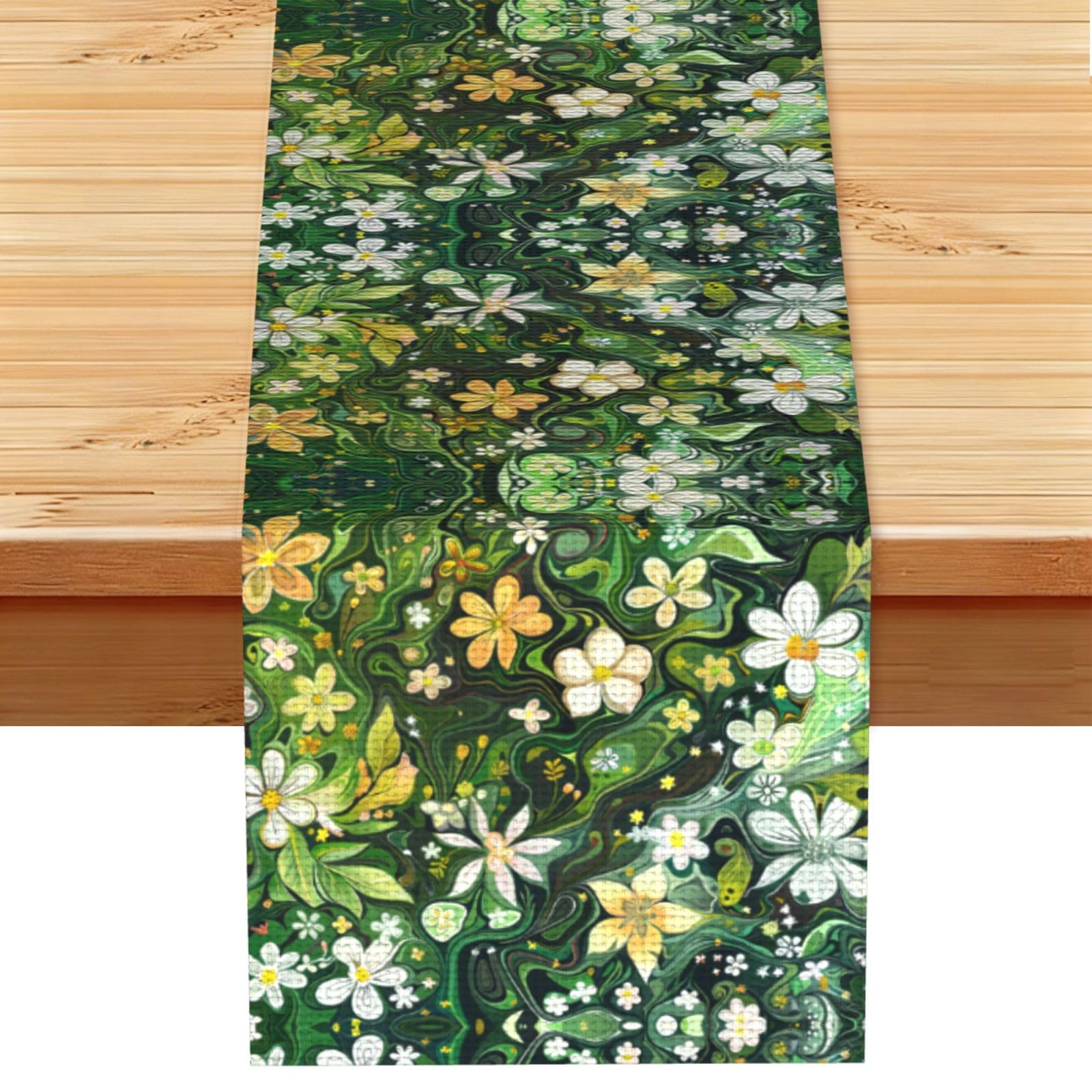 Dream green daisy Printed Table Runner 13 x 72, Wrinkle Resistant Decor for Dining Table Coffee Table Fireplace