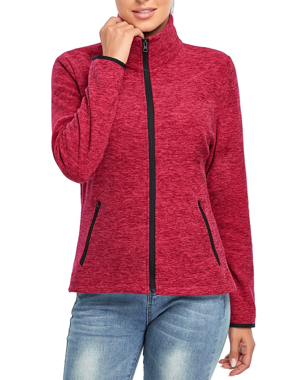 Soneven Chaqueta Forro Polar Mujer Invierno, Chaqueta Con Cremallera Para Chaqueta Mujer Invierno Elegante Ligero Paquete Cremallera Mujer de Talla Grande Para Deportes Correr Esquíal Aire Libre