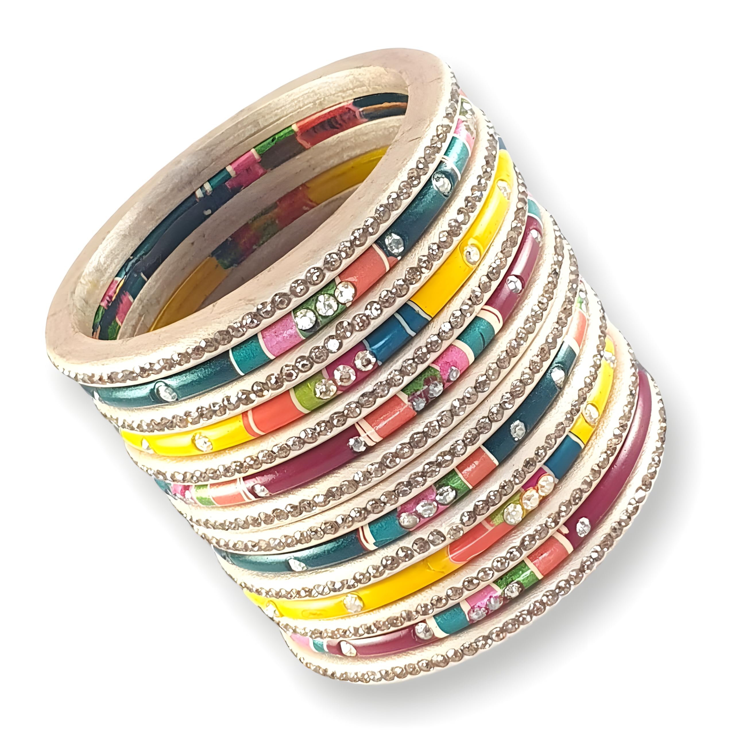 Praavya Traditional Rajasthani Lac Bangle For Women and Girls | Jaipuri Lakh Chudi Set | Red Green Yellow Golden Chuda | Set of 14 (2.8) (B0BG4TSBCH) Amazon Price History, Amazon Price Tracker