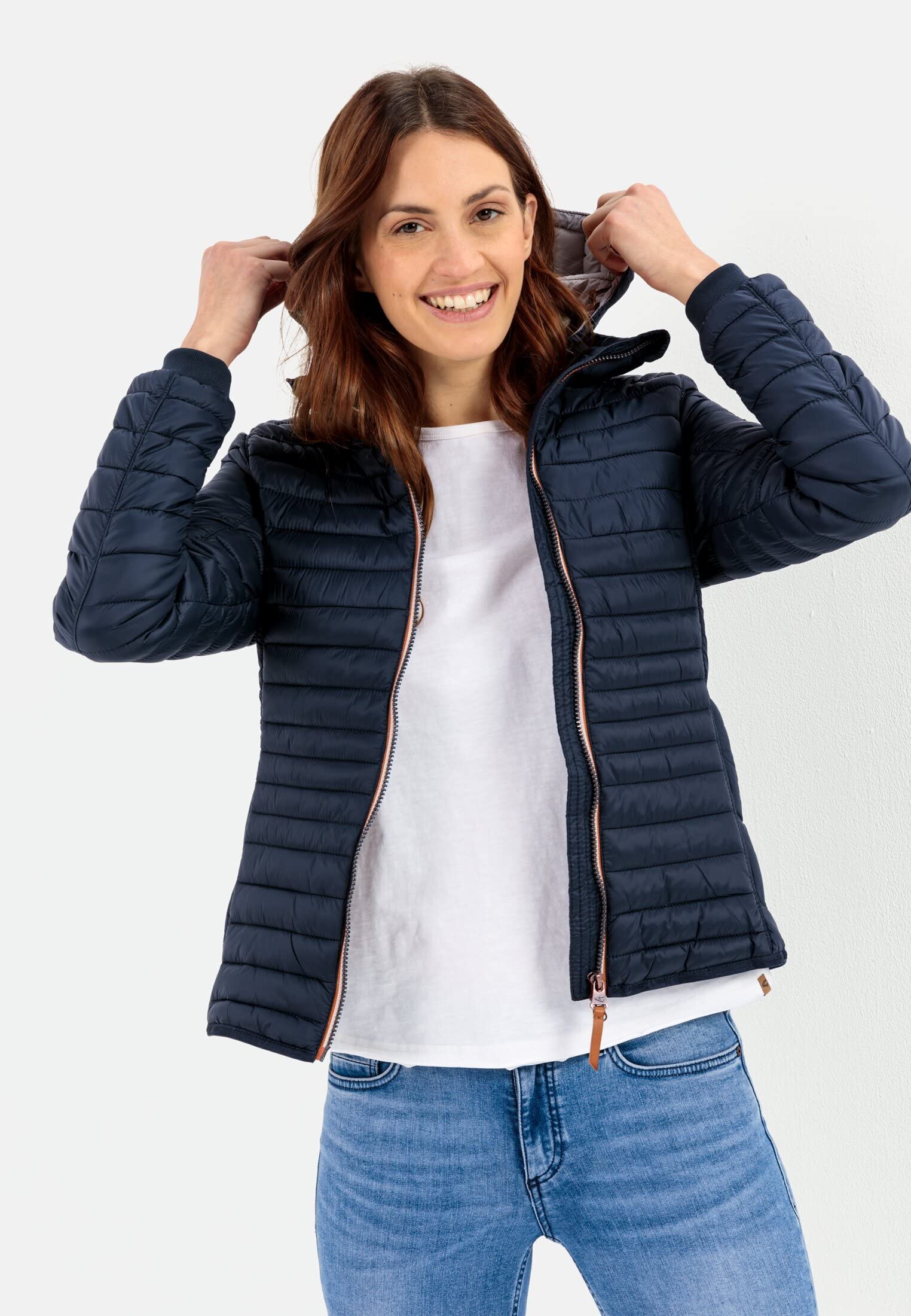 camel active Damen leichte Steppjacke mit Abnehmbarer Kapuze Dunkelblau, womenswear-42