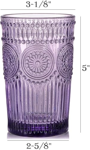 Miniatura 2 de Kingrol Paquete de 6 vasos de agua vintage de 12 onzas, vasos románticos, juego de cristalería premium para jugo, bebidas, cerveza, cóctel