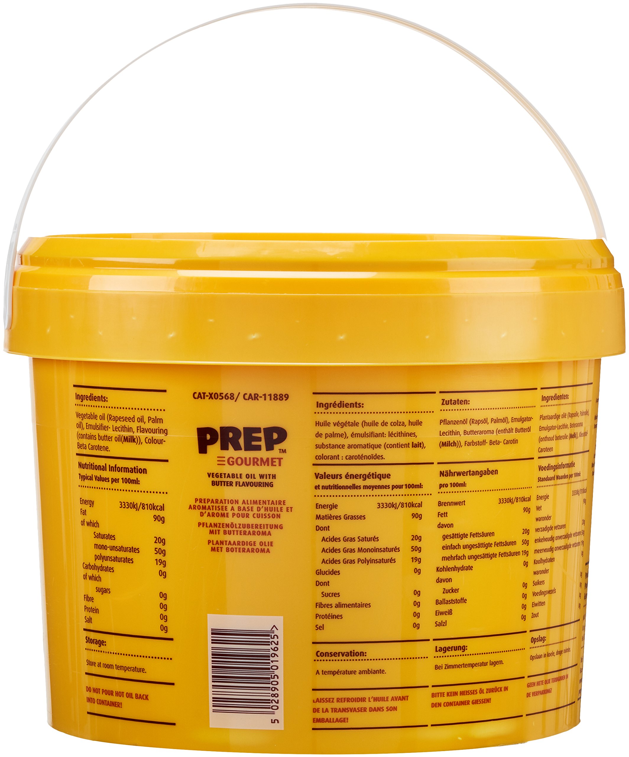 PREP GOURMET 10 Liter Eimer salzfrei - Pflanzenöl mit naturidentischem Buttergeschmack Combidämpfer geeignet zum Braten & Backen Cholesterinfrei Laktosefrei Butteraroma