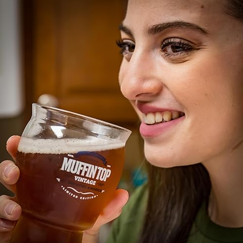 Miniatura 3 de Brewing America Muffin Top - Vasos de cerveza nucleados  Vaso de pinta  Sidra, soda, regalos de cerveza artesanal (blanco) (individual)