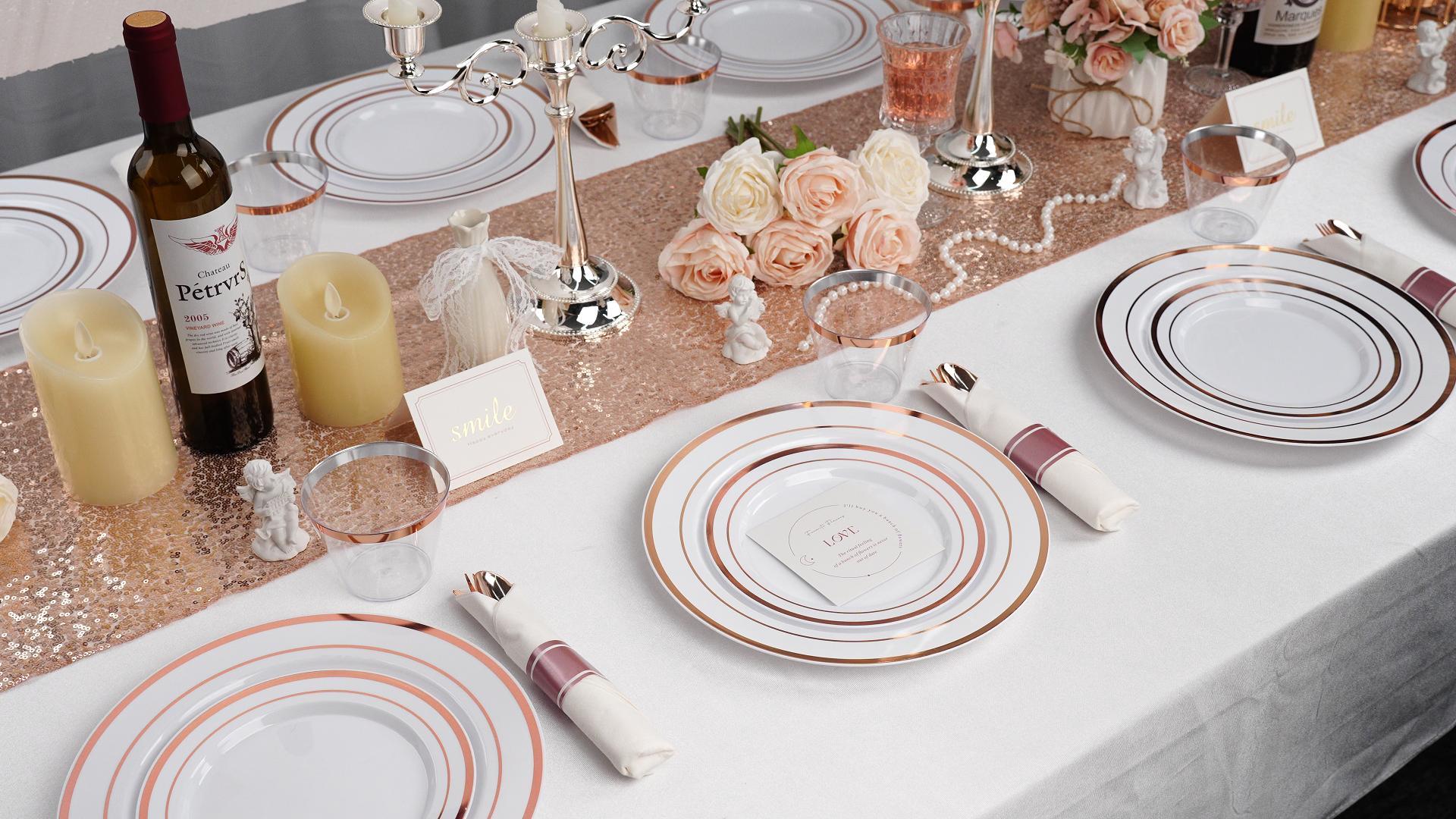 Amazon.com: Goodluck 350 Piece Rose Gold Plastic Dinnerware Set