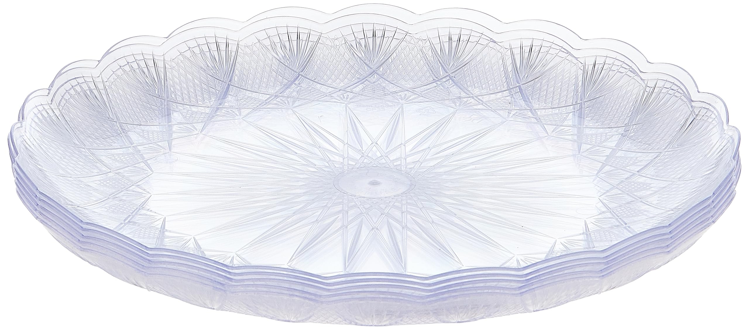 Hotpack Disposable Plastic Elegant Crystal Clear Food Serving Plate 33cm, 5 Pieces