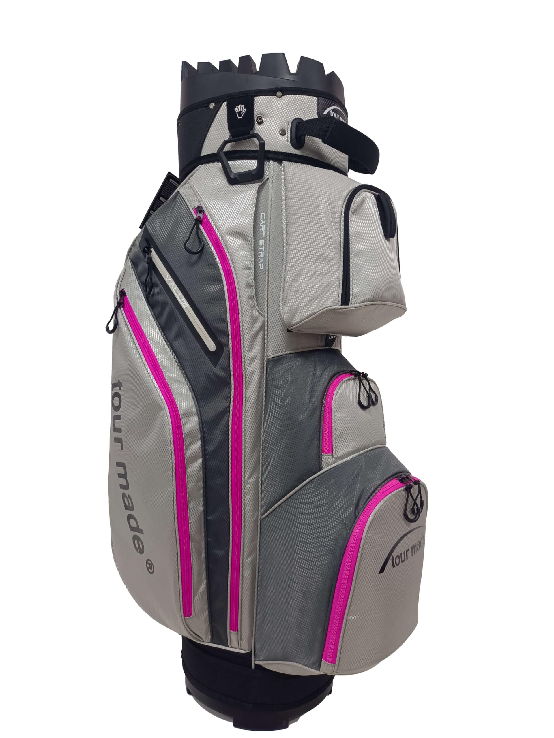 Tour Made Golfbag mit Organizer I Herren & Damen I kein Schlägerklappern I großes Kühlfach I durchgängige Schlägerbahnen bis zum Boden