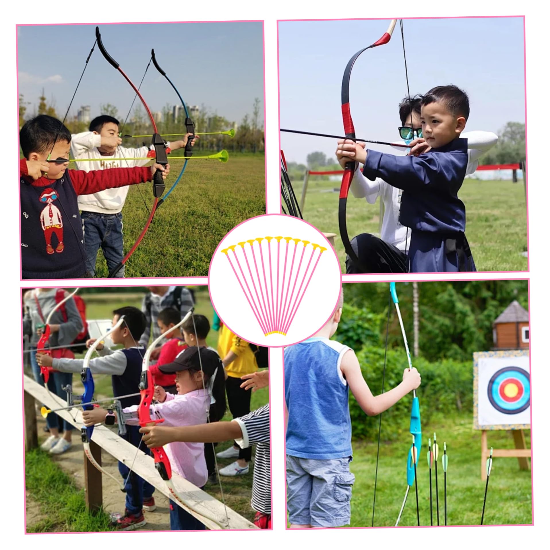 Lot de 12 flèches à Ventouse, flèches de Rechange 42 cm Long pour Enfants, Accessoires tir à l'arc légers et réutilisables.