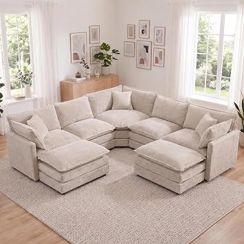 Oversized Modular Sectional Sofa, 7 Seater Deep Seat Cloud Couch Sectional