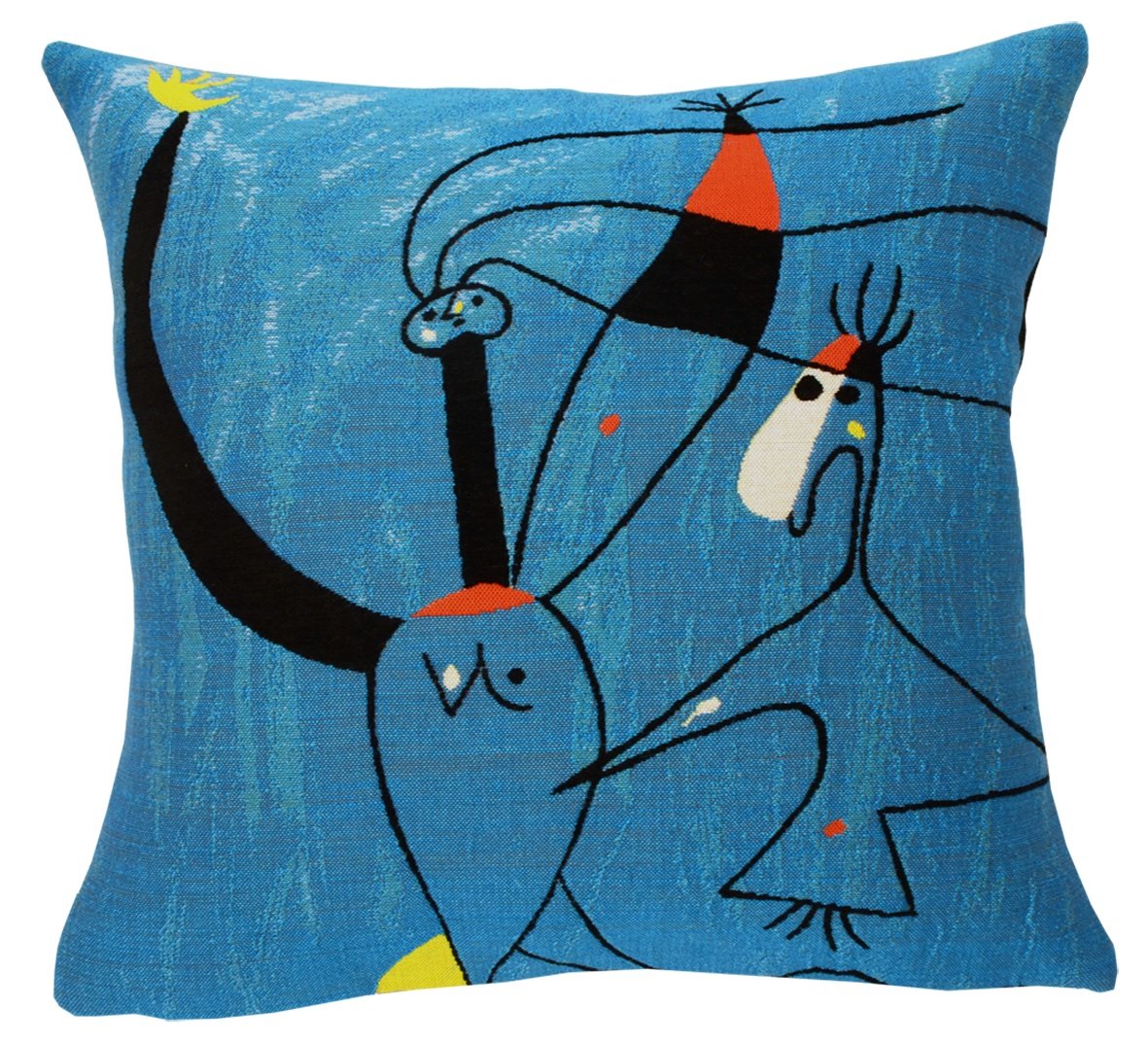 Premium European Throw Pillow Cases in Jacquard Weave - Miro For Pilar, Wholeheartedly (1939) - 18 x 18 Inches - 95% Cotton 5% Polyester - Invisible Zipper Opening - Made in France