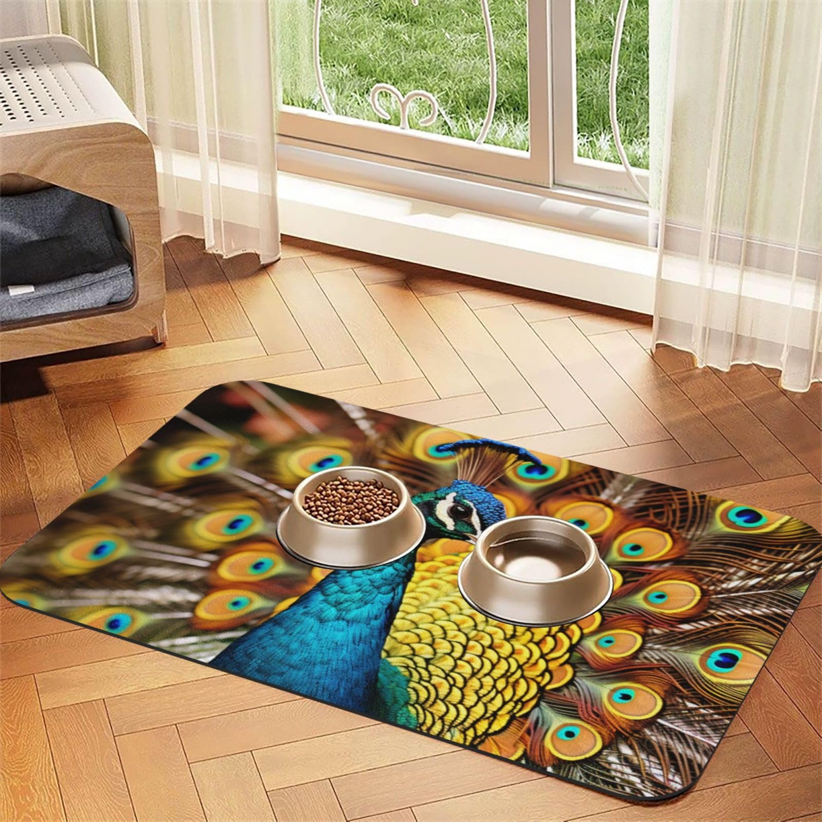 Tapis de nourriture pour chien lavable protège sol contre éclaboussures