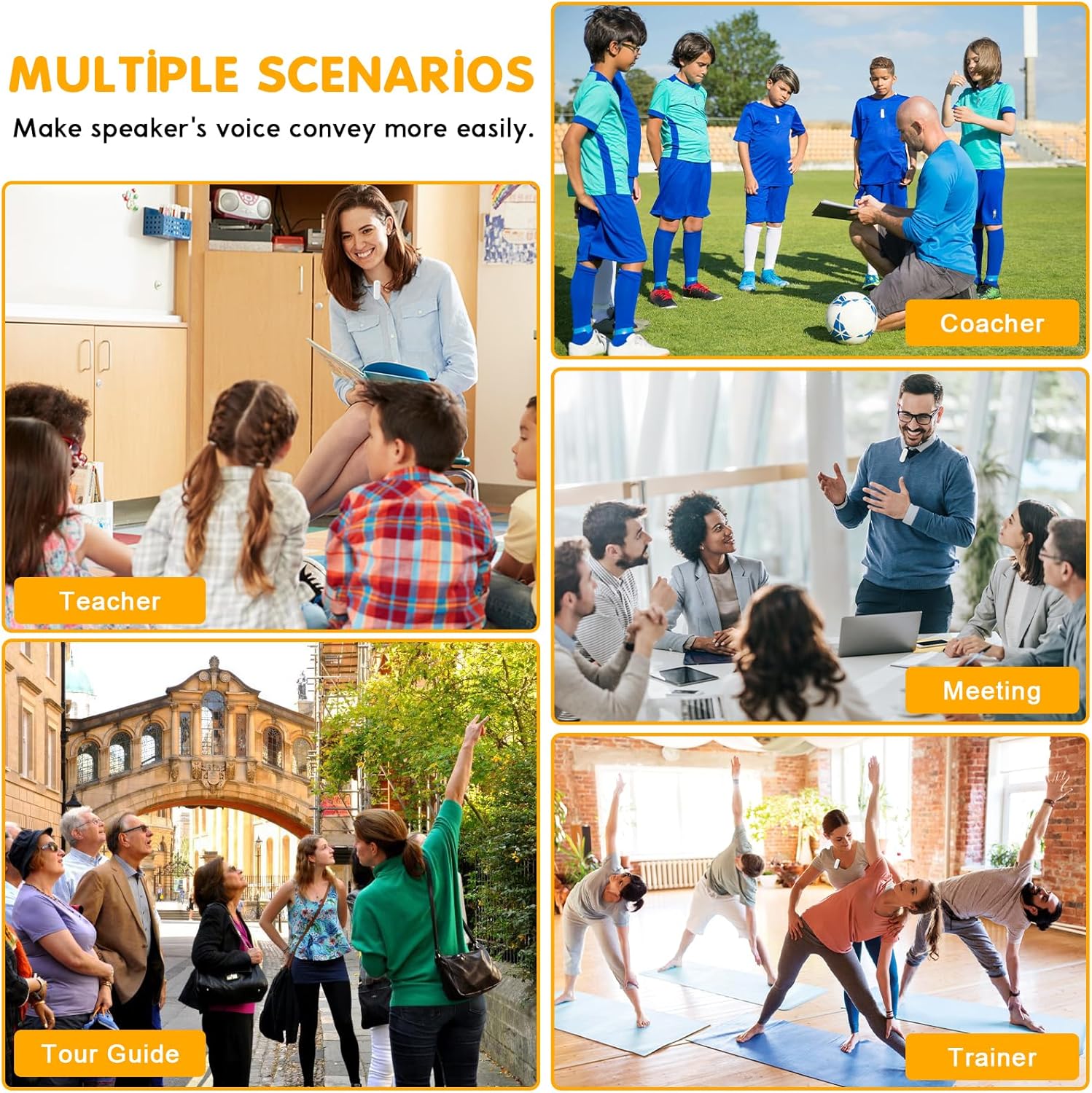 Voice Amplifier with Magnetic Wireless Lavalier Lapel Microphone for Teachers, Portable Bluetooth Speaker with 2pcs Clip-On Microphones,Mini Megaphone Speaker PA System for Classroom/Yoga/Meeting - Image 2