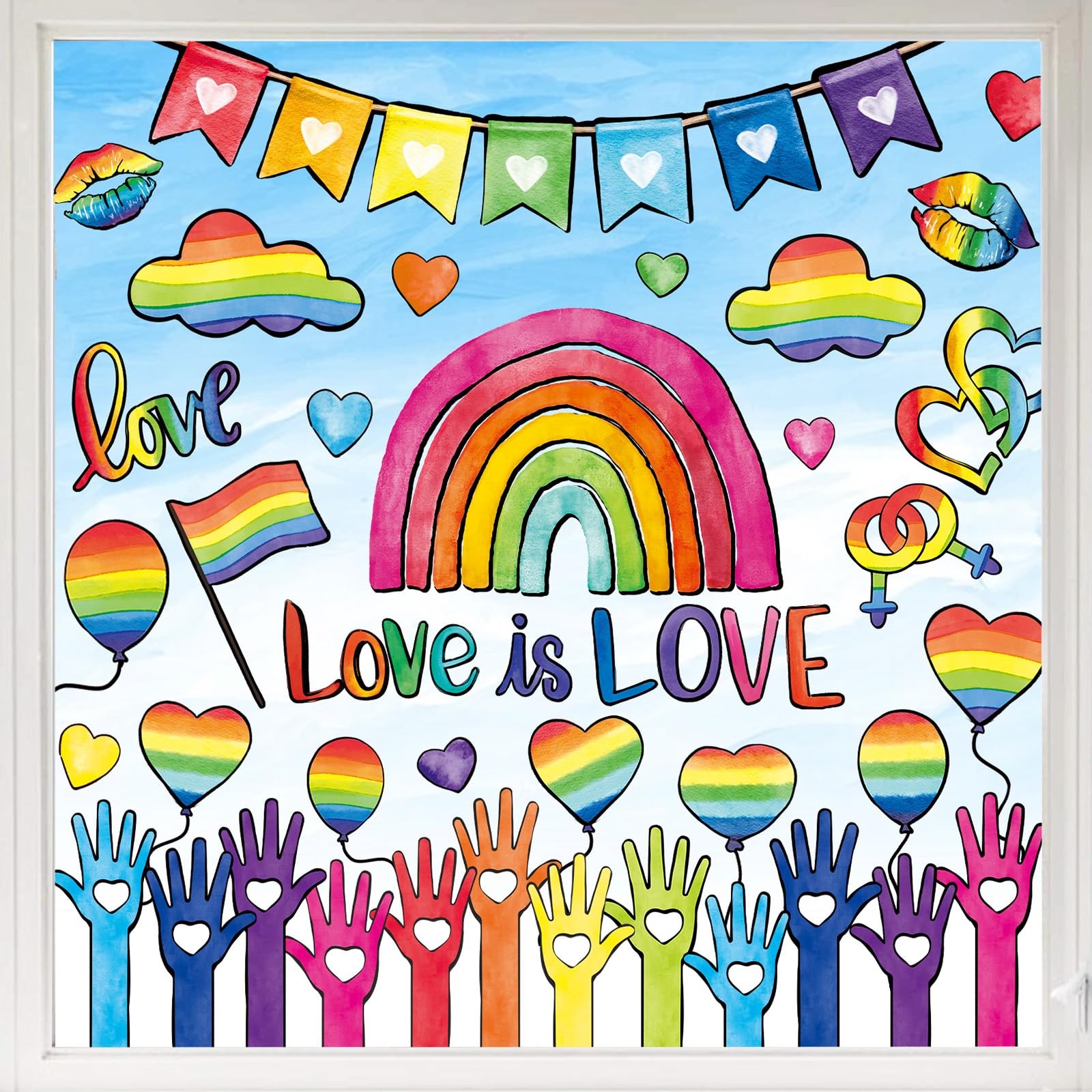 Amazon.com: JarThenaAMCS 9 Sheets Gay Pride Window Clings Love is