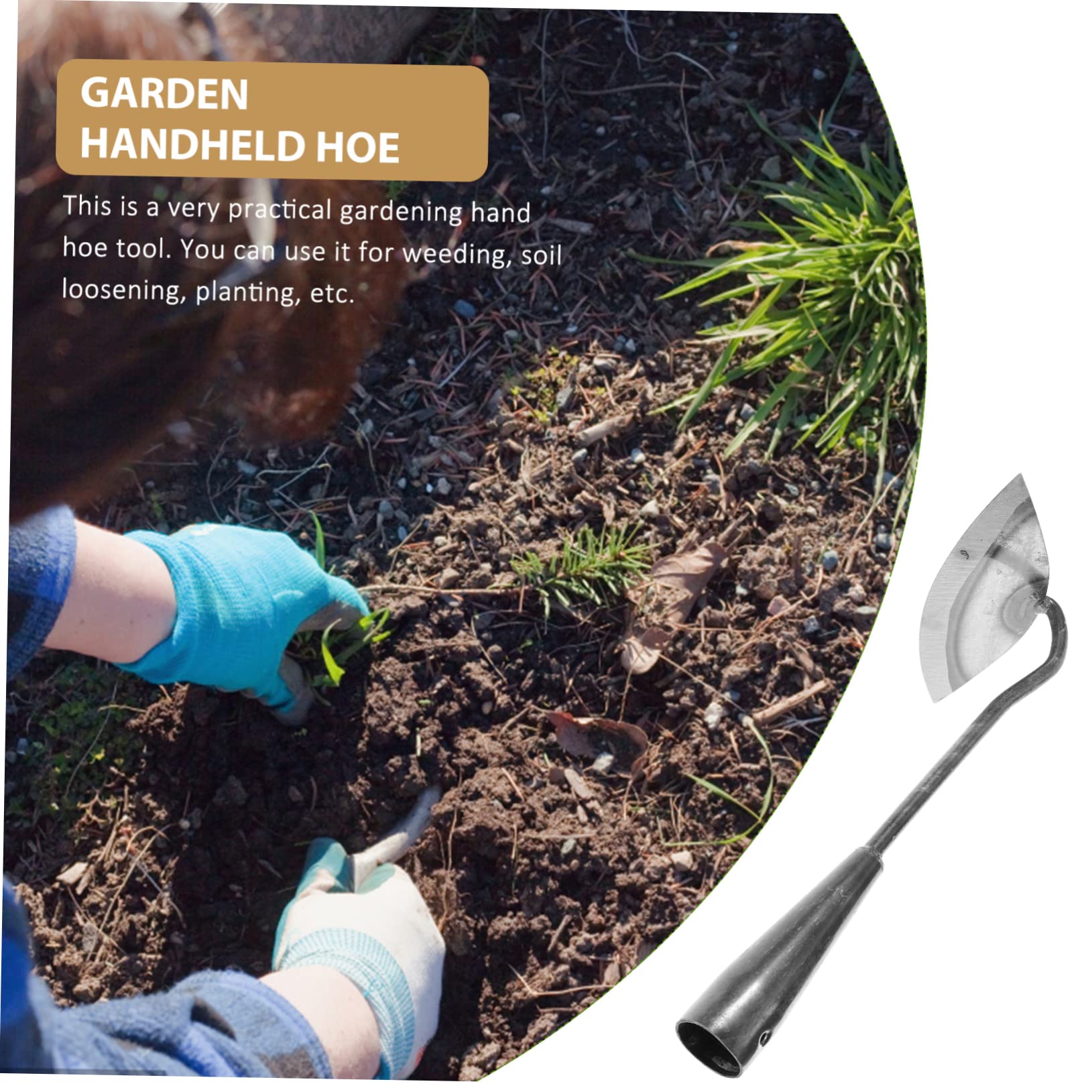 Rastrillo de pala de deshierbe pequeña azada de mano herramienta de jardinería azada de jardinería de acero jardineria jardinerad Excavar azada vegetal manejar azada Acero carbono Gogogmee