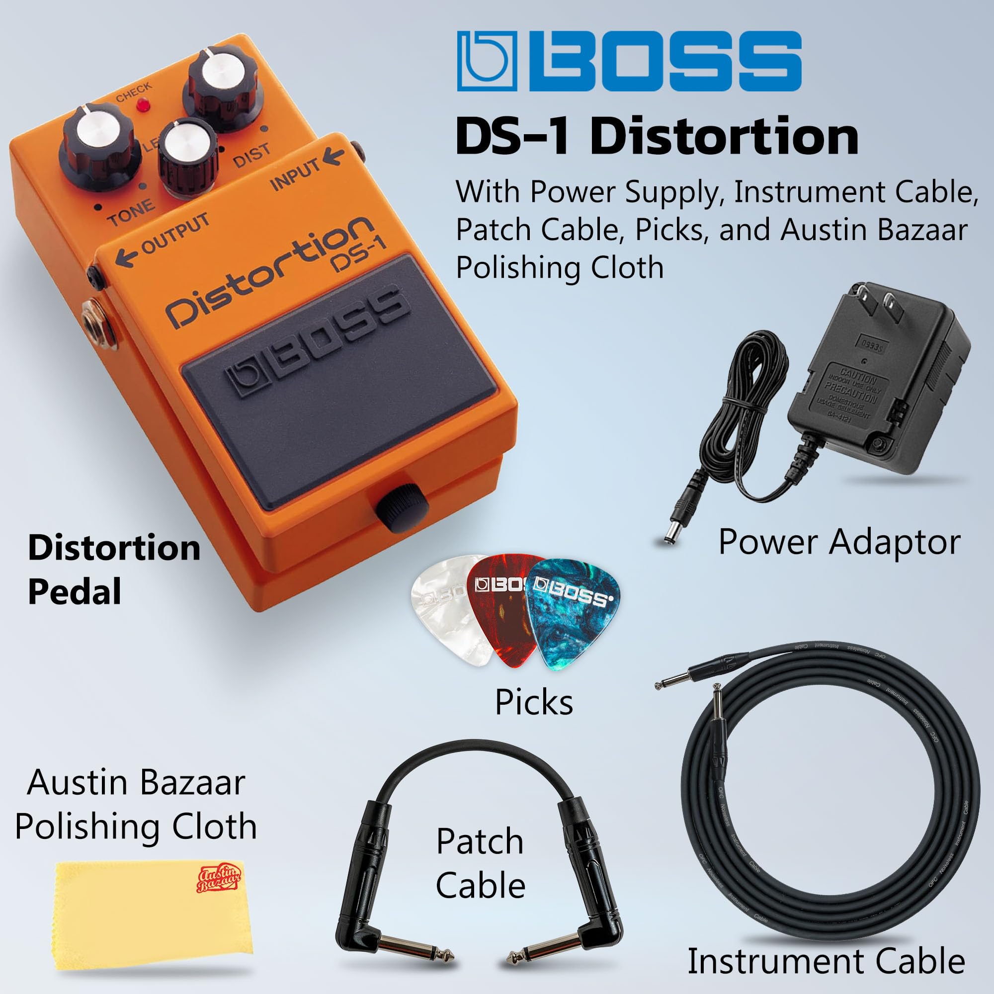 Amazon.com: Boss DS-1 Distortion Bundle with Gearlux Power