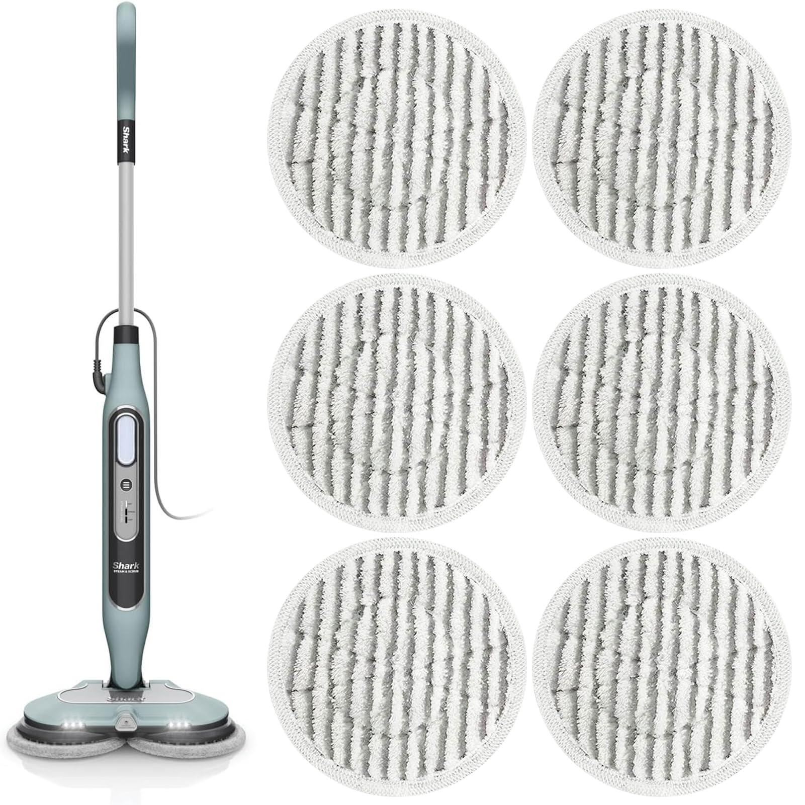 QOTSTEOS Replacement Steam Mop Pads Compatible with Shark S7000AMZ S7001 Steam Mop, Washable Scrubbing and Sanitizing Rotating Power Pads for All sealed hard floors, for Model XKITP7000