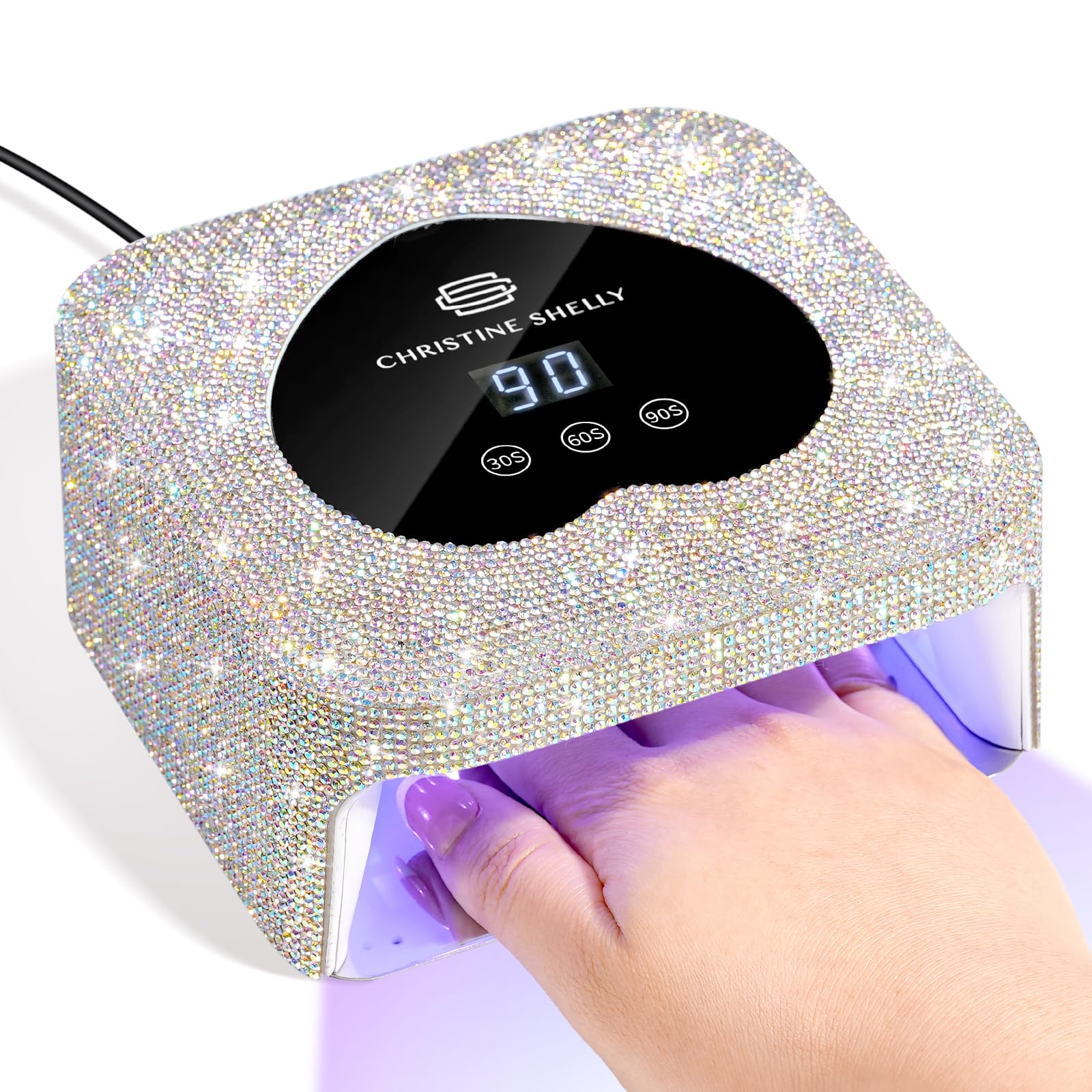 Lampe à Ongles 48W Vernis Gel Séchoir à LED avec Affichage Capteur Auto et 3 Réglages Minuterie Lumière pour Ongles Débutant BRICOLAGE Strass Brillant