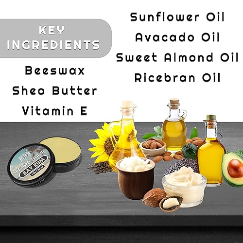 Miniatura 4 de Bálsamo para barba de ron de bahía con manteca de karité y cera de abejas - Acondicionador sin enjuague de 1 oz y bálsamo de peinado para hombres