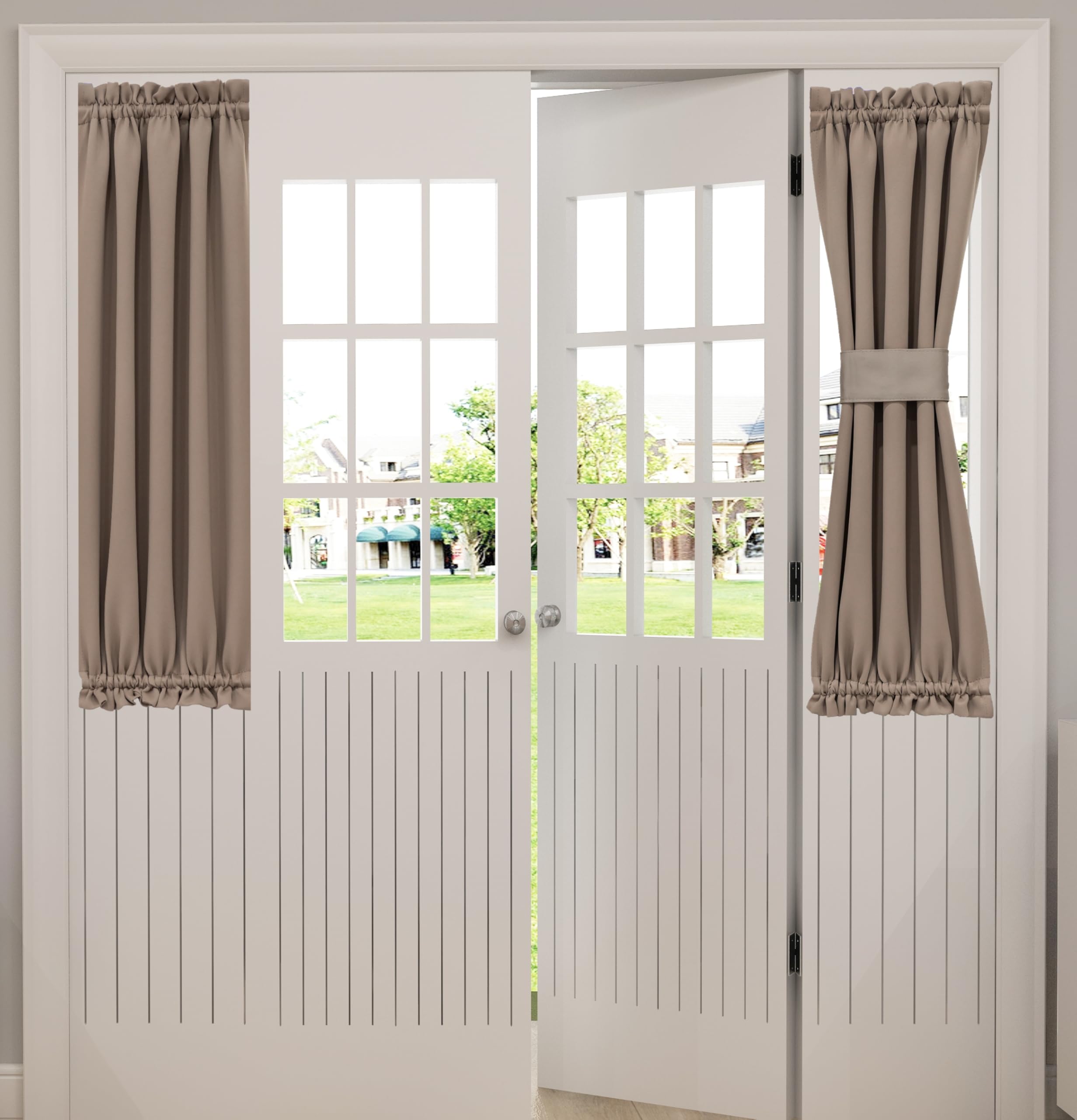 Aquazolax Blackout Curtain for Door Window - Blackout Small Rod Pocket Kitchen Window Curtains Over Sink 25"x40" Privacy Window Treatment - Single