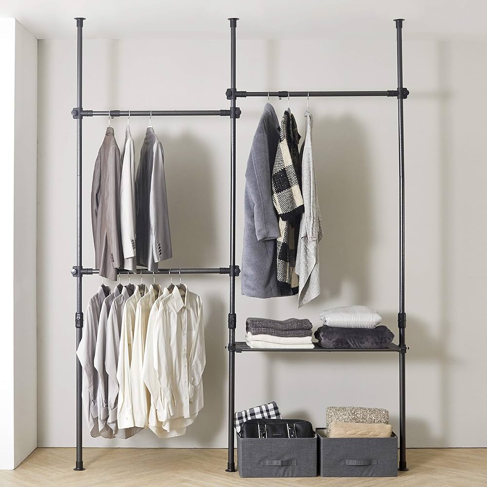 ハンガー ラック ブラック コートハンガー 黒色 コート掛け 洋服掛け おしゃれ Amazon|黒 コートハンガー 洋服 ハンガーラック フック付き 省