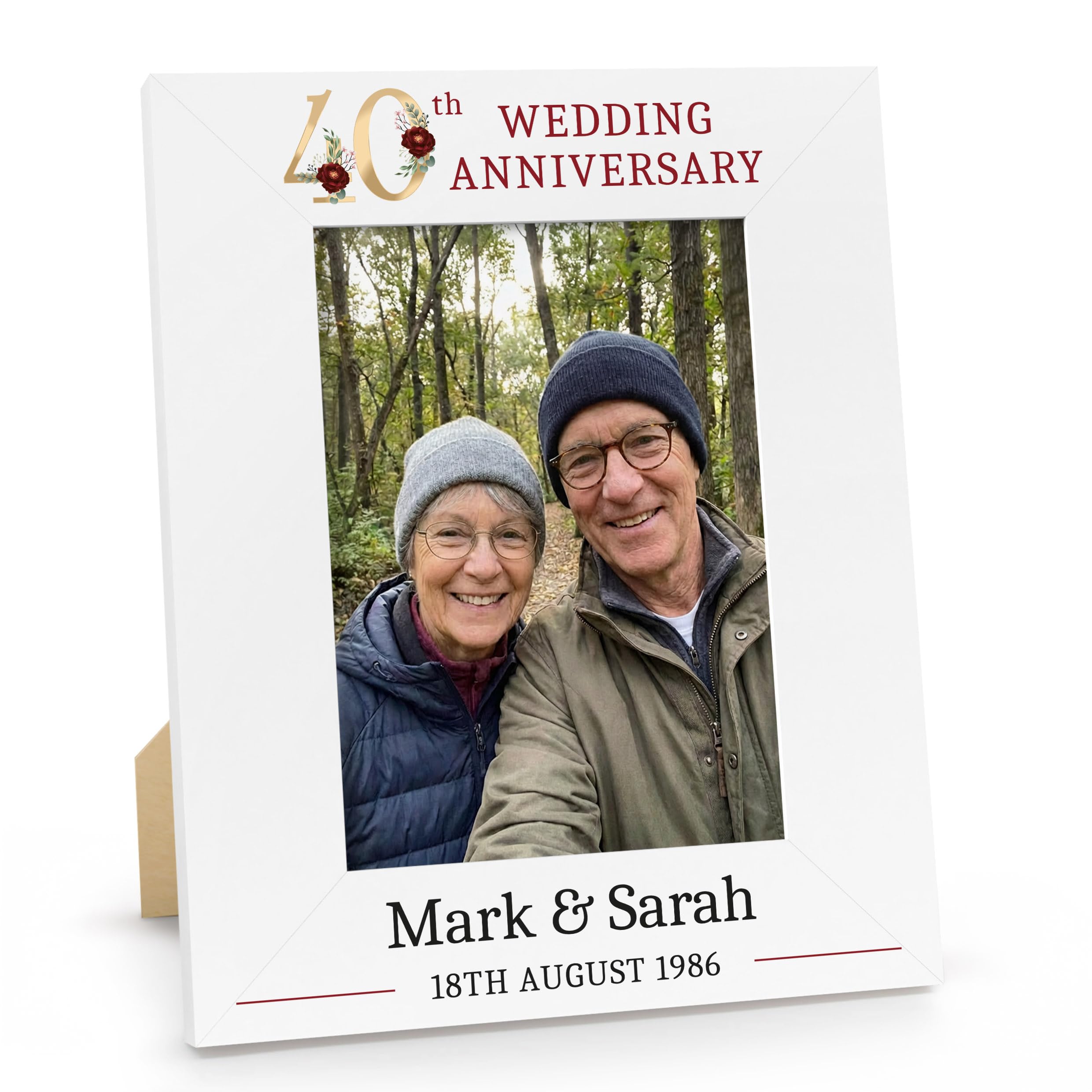Beecreative 40th Wedding Anniversary Presents, Personalised Photo Frame