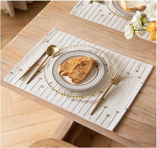 Juego de 6 manteles individuales para decoración de mesa de comedor, manteles individuales de tela tejida para mesa de cocina de granja, hechos a