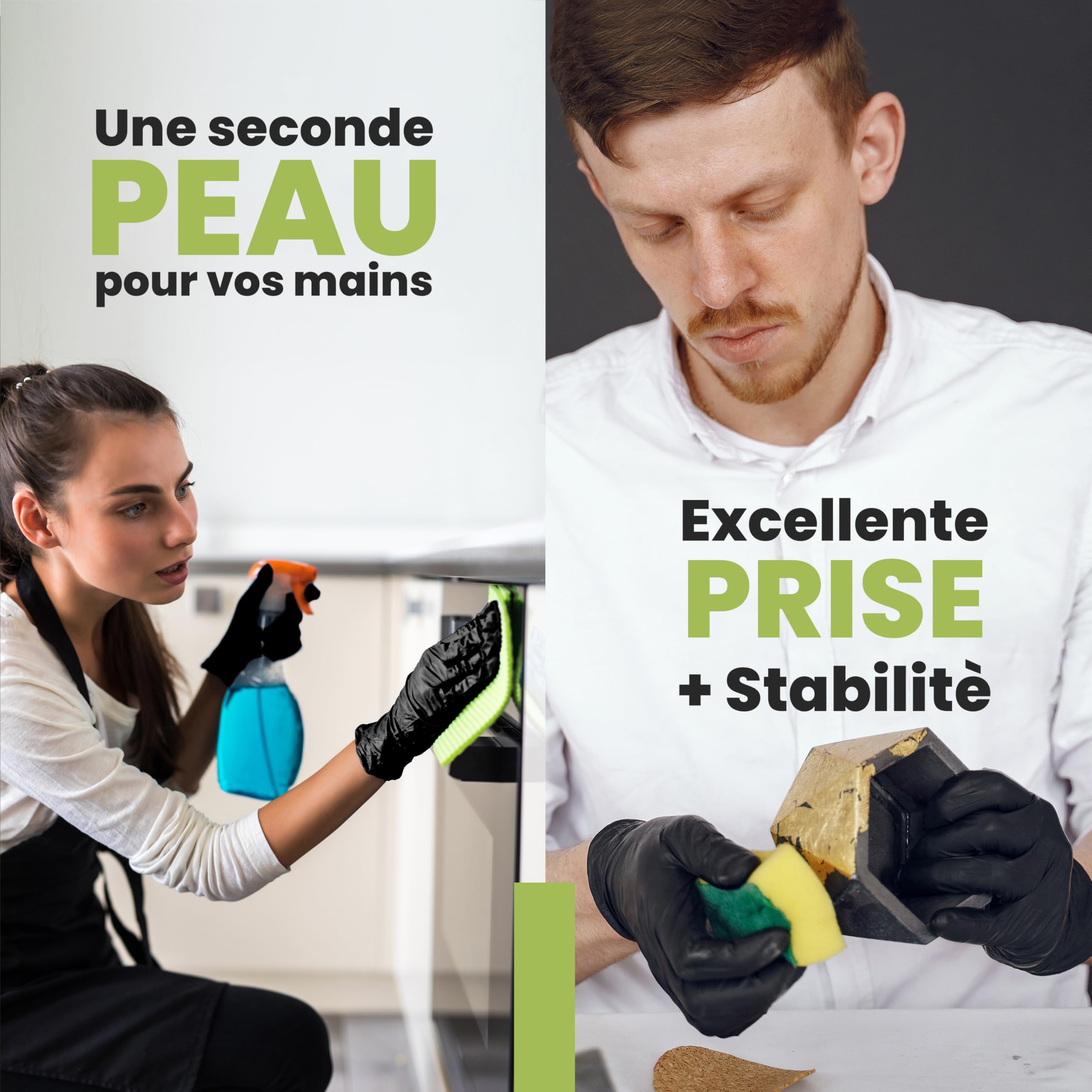 1000 Gants Nitrile S Noirs Jetables Hypoallergéniques Gr. 4.0, Sans Poudre, Sans Latex, Idéals pour Esthéticiens, Tatoueurs, Mecanicien et Secteurs Médicaux (S, Noir)