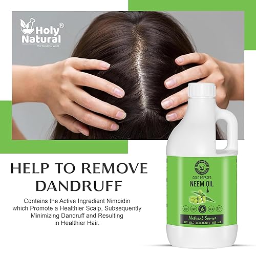 Miniatura 5 de Aceite de neem (33.81 fl oz) puro y natural, aceite de neem virgen prensado en frío, bueno para la piel seca para hidratar, cabello sin caspa, ideal