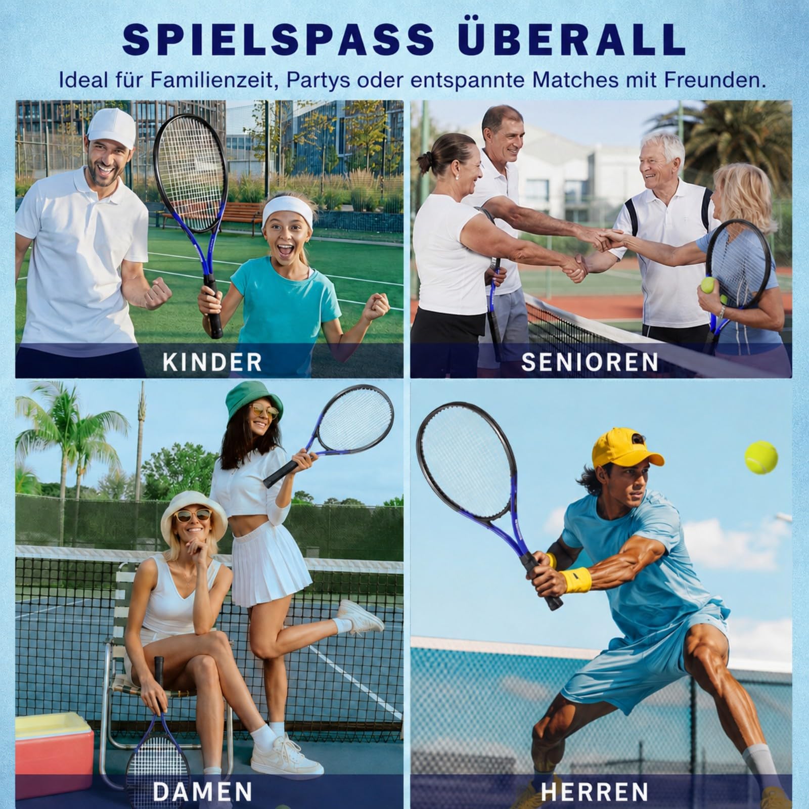68,6 cm Tennisschläger 2er Set Familie Anfänger 27 Zoll Tennisschläger Set für Outdoor Freizeit Sport Spiel