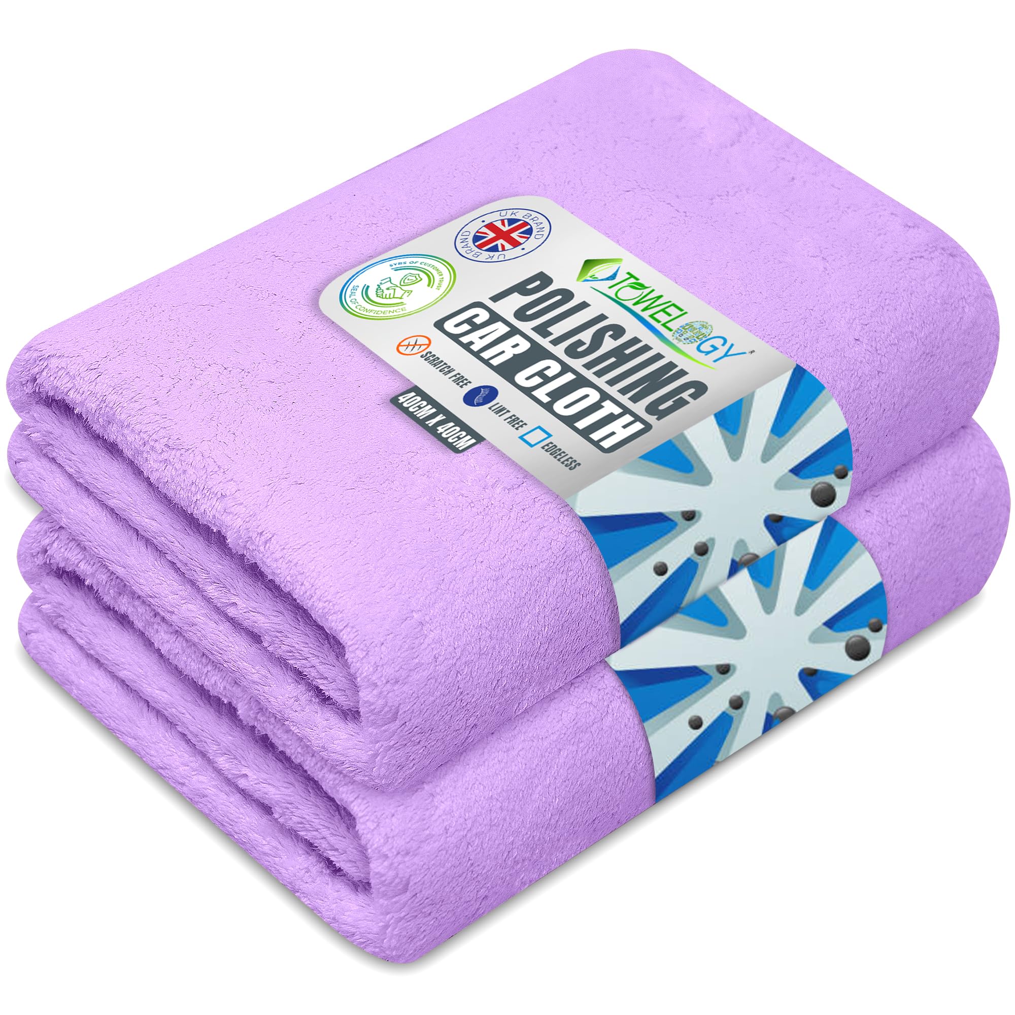 Towelogy Purple Towelogy® G76 Premium Car Polishing Cloth Lint Free & Ultra Soft For Professional Buffing To Enhance Gloss 40X40cm (Purple)