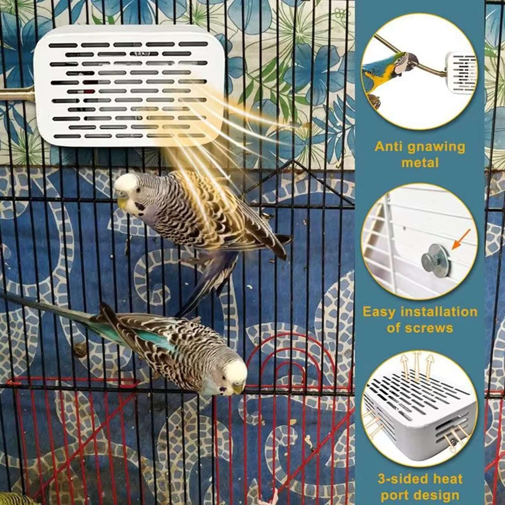 2 x Vogelkäfig-Heizung, simulierte natürliche Umgebung, Wärmelampe, Anti-Bisswärmer, Licht für Papageien, Papageien