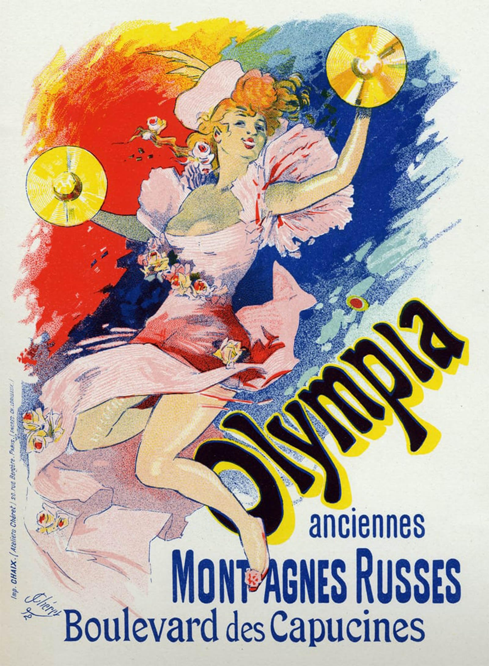 POSTERIIk Vintage Print Pop Art Landscape Artwork Olympia Music Hall in Paris Poster by Jules Cheret Art Prints for Office Home Decor 60x90cm