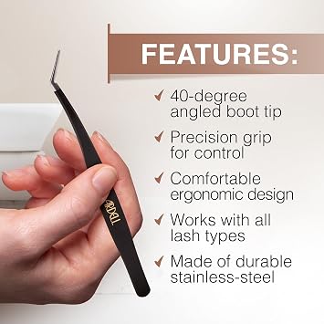 Ardell Pre-Mapped Lash Applicator Tool - 40 Curved Eyelash Tweezers for Precision and Comfort, Easy Application