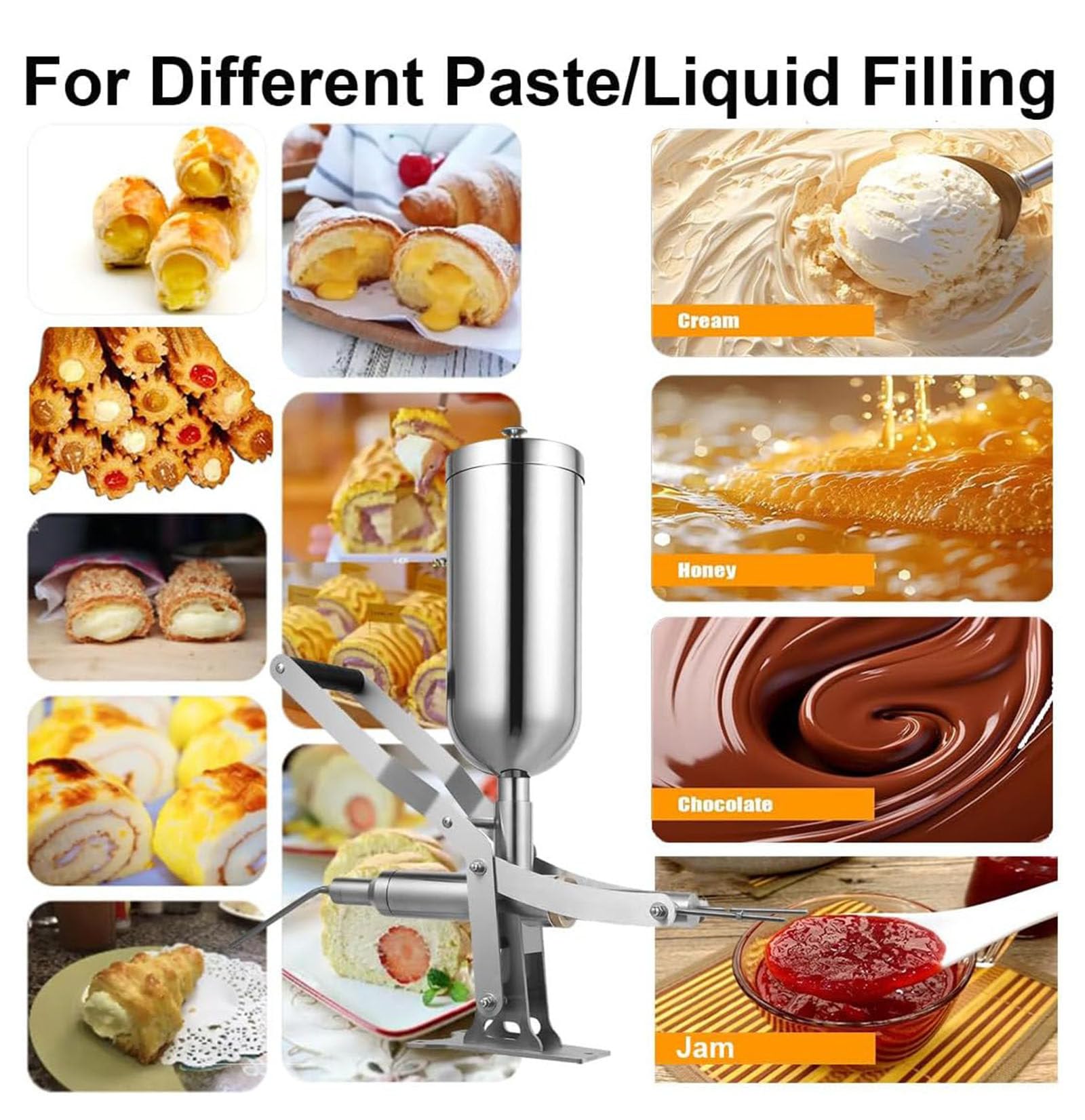 Manual Donut-Filling Machine 304 Stainless Steel Cream Injector with 4 Nozzles - Perfect for Bakeries Restaurants Cafes Home — view 2