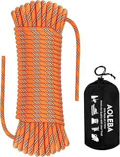 AOLEBA 8.5mm Static Climbing Rope - CE Certified 17.4kN Strength, Low Elongation for Rock Climbing, Rappelling, Rescue, Escape - 32-230ft