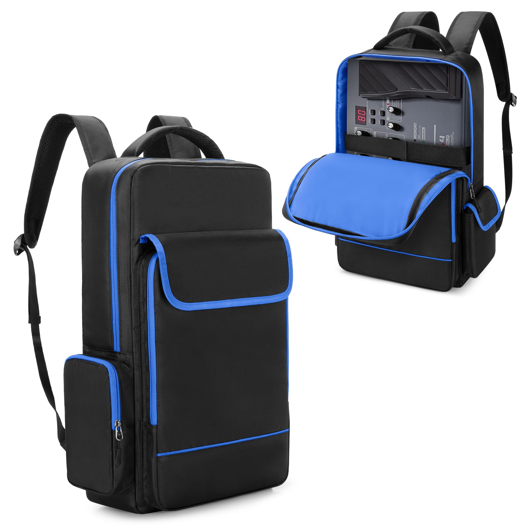 Rexmica Zaino per Pedaliera Chitarra, Custodia per Pedali per Effetti | Compatibile con Boss GT-1/ME-80/ME-90/GX-100/GT-1000, con Scomparti per Laptop, Cavi e Altri Accessori