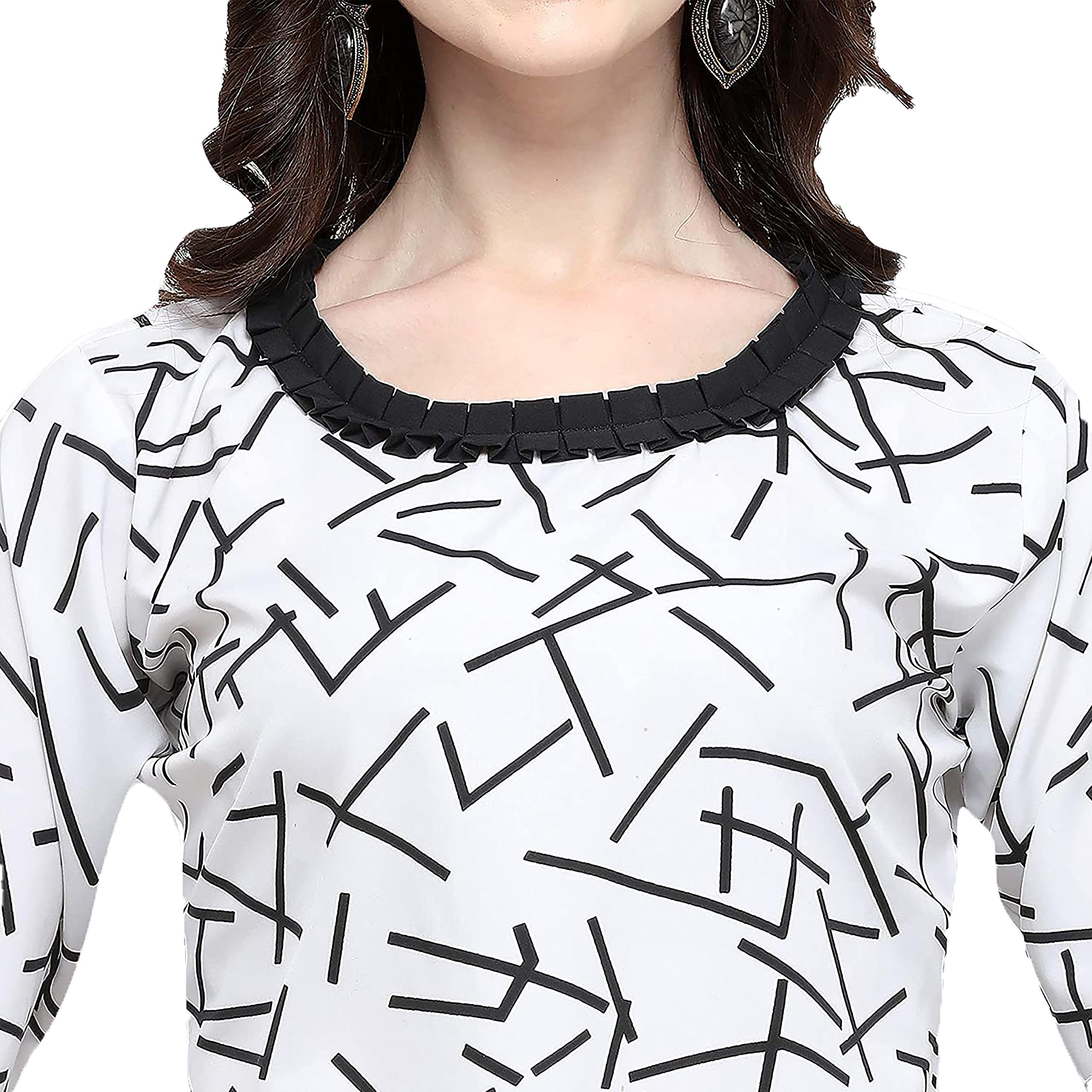 ORIEX THE ORIGINAL FASHION Girls White-Black Lining Printed Top White 15-16 Years 2