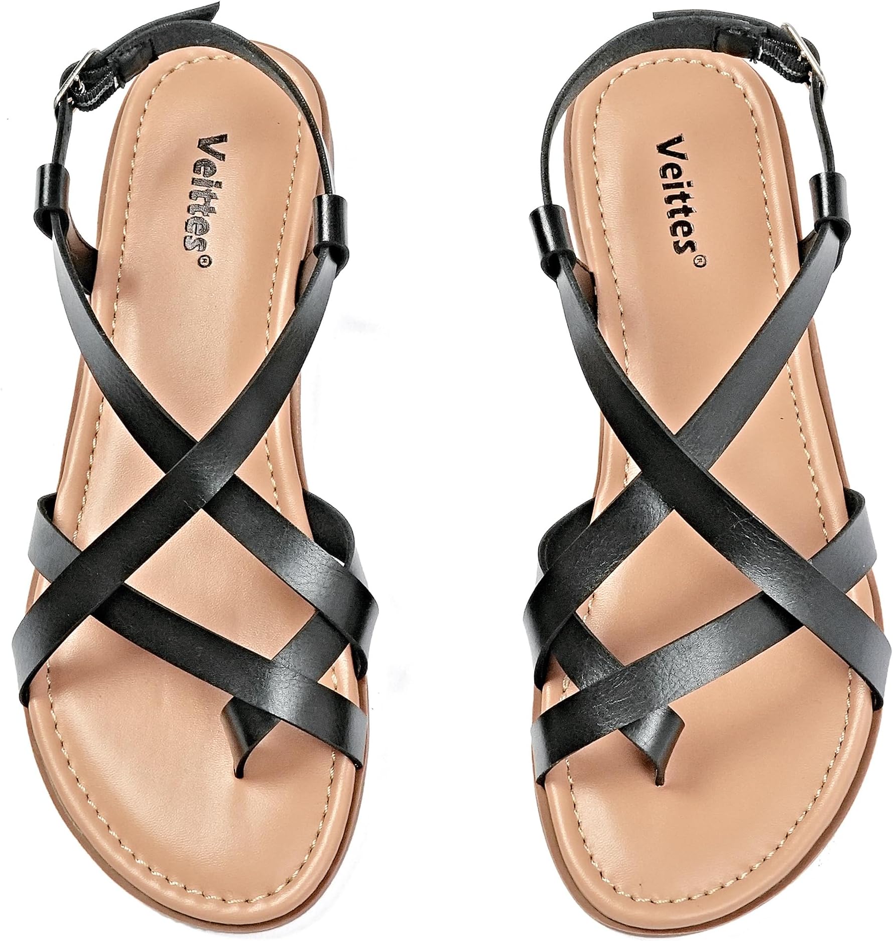 Women's Gladiator Flat Sandals, Criss Cross Ankle Strap Design, Non-slip Sole, Open Toe Summer Beach Toe Ring Thong Sandals
